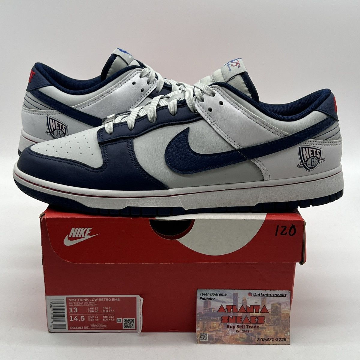 Nike NBA x nike dunk low 75Th anniversary nets Size US 13 / EU 46 - 1 Thumbnail