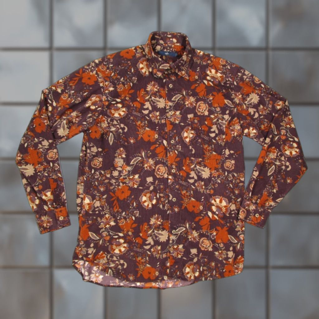 Ermenegildo Zegna Ermenegildo Zegna Corduroy Shirt Mens Large Multicolor Floral Button-Up Long Sleeve Casual Size US L / EU 52-54 / 3 - 1 Thumbnail