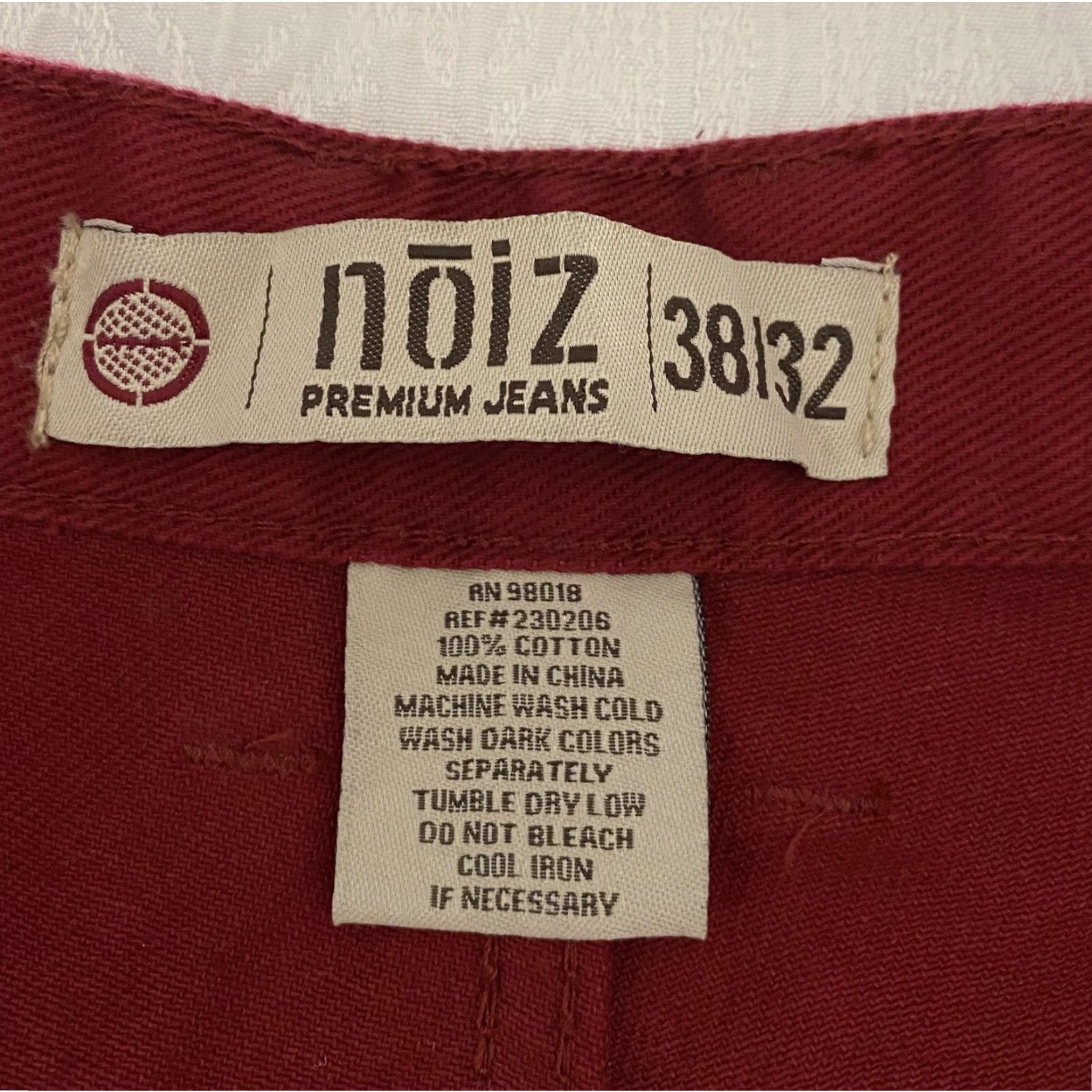 Vintage Noiz Jeans Mens 36x28 Red Straight Leg Premium Cotton Pants Casual Hemmed Size US 36 / EU 52 - 7 Thumbnail