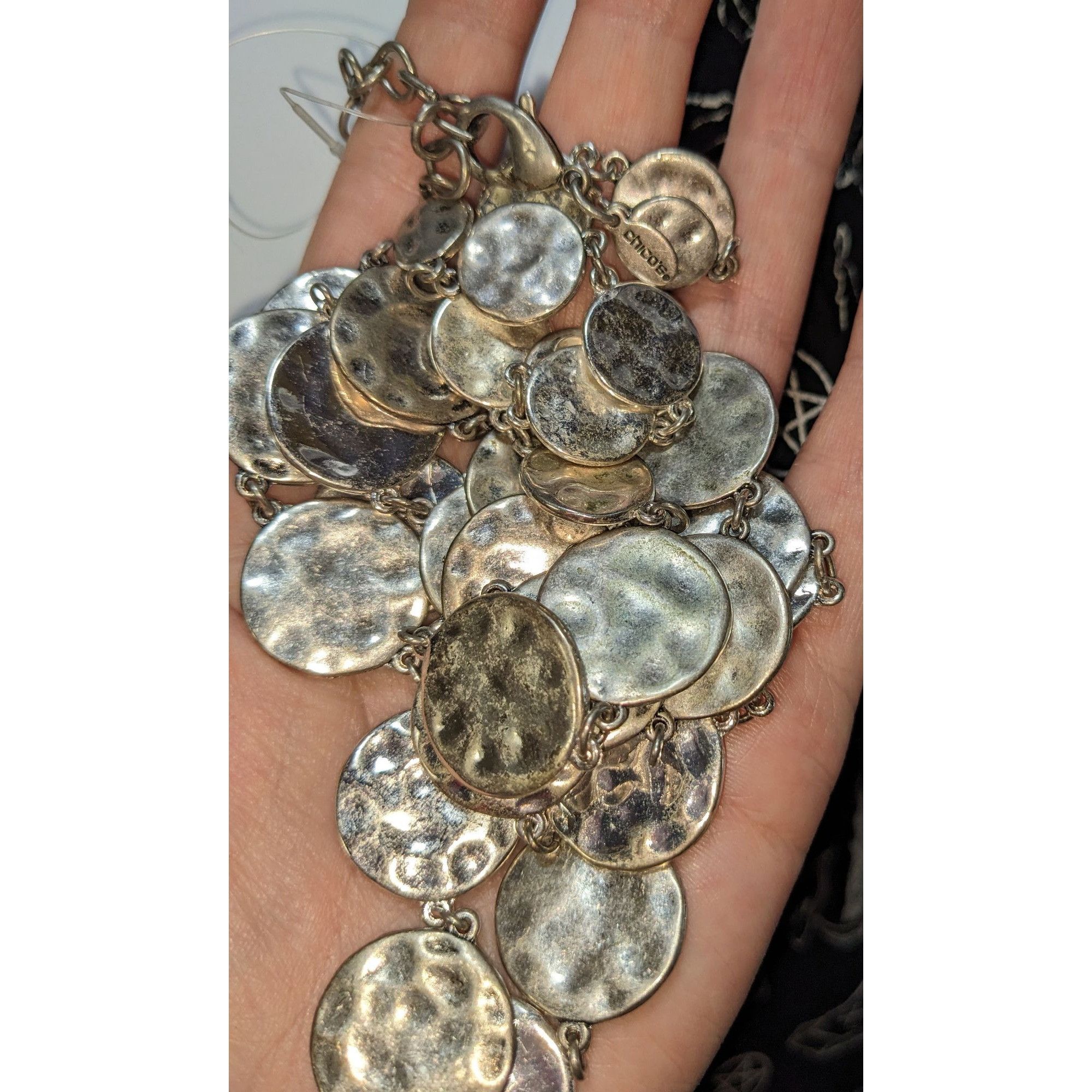 Chicos Vintage Chicos Brutalist Silver-Tone Disc Necklace Size ONE SIZE - 4 Thumbnail