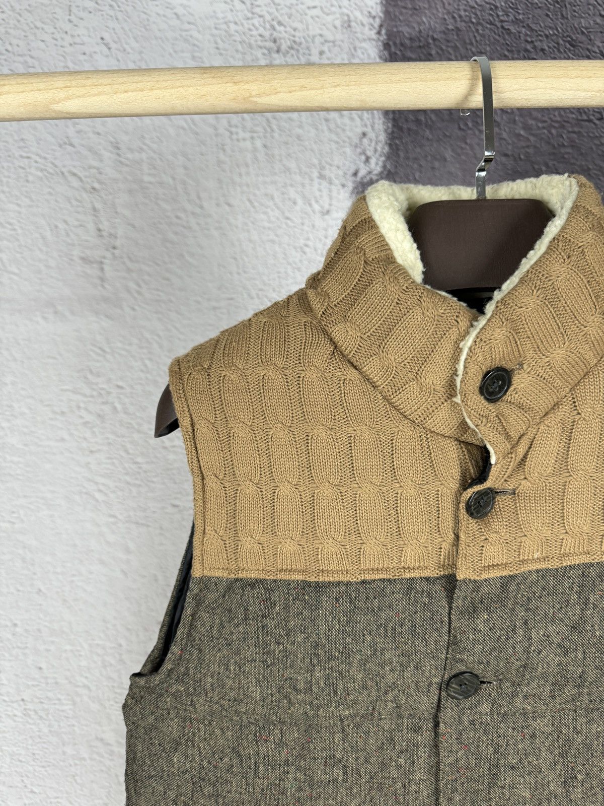 Japanese Brand Geleone Japanese style Grey Brown knitted puffer vest Size US L / EU 52-54 / 3 - 4 Thumbnail