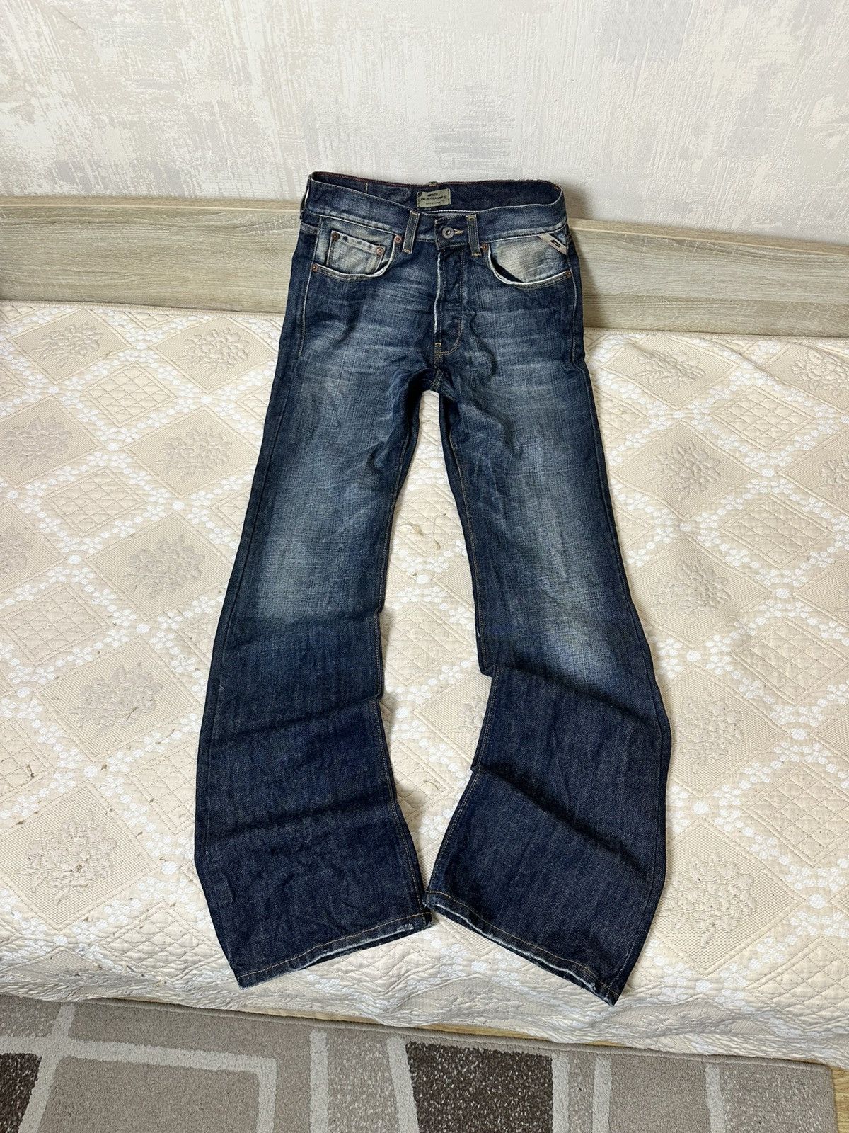 Jack & Jones 🔥 Jack & Jones Distressed Blue Wash Flared Denim Jeans Pants Size US 29 - 4 Thumbnail