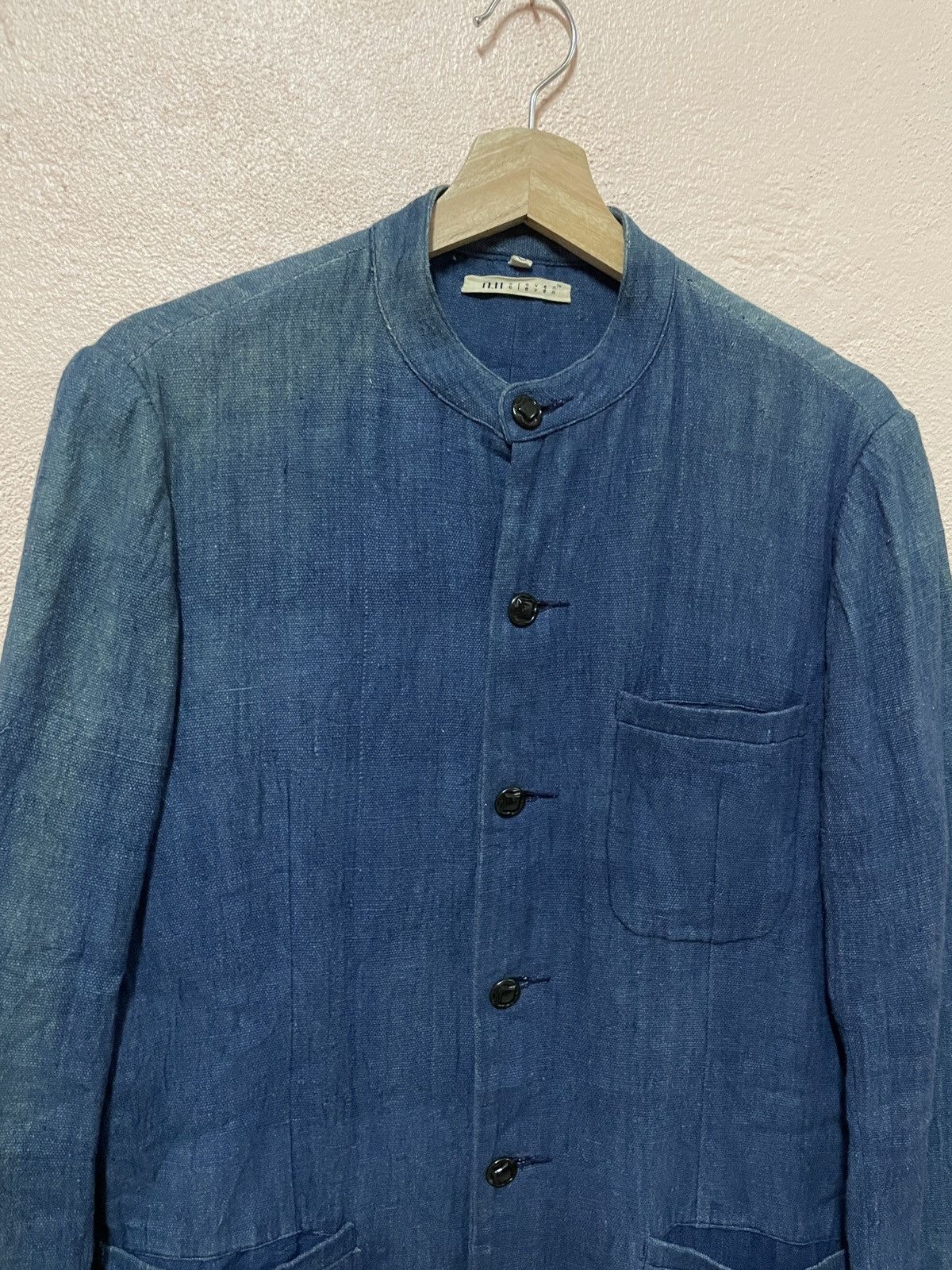 Le Grande Bleu (L.G.B.) Japanese Indigo Blue Mandarin Color Sashiko Navy Jacket WWII Size US S / EU 44-46 / 1 - 5 Thumbnail