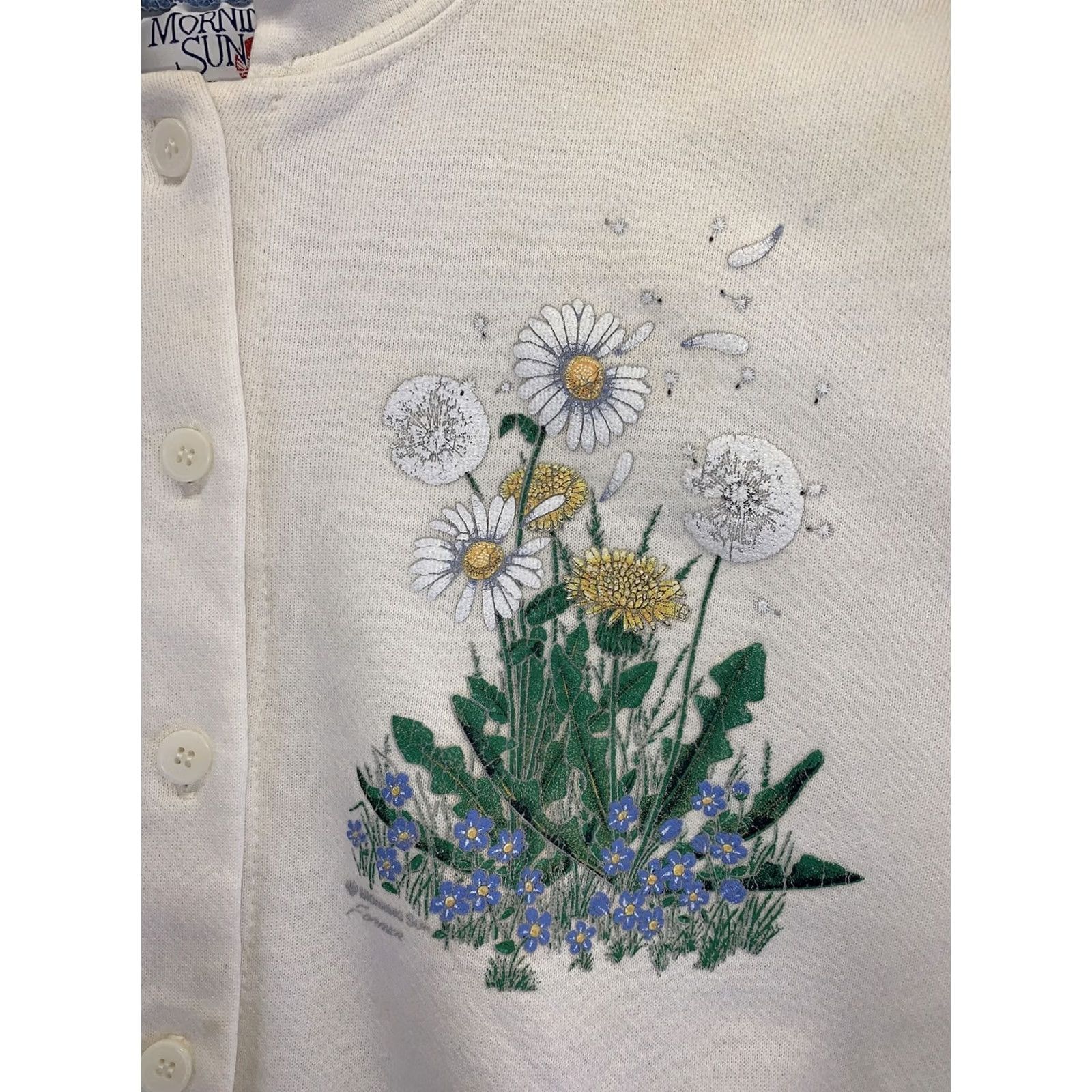 Vintage VINTAGE Morning Sun Sweatshirt Cardigan Petite Large Dandelion Daisy-6903 Ladies/Adults? Size L / US 10 / IT 46 - 2 Thumbnail