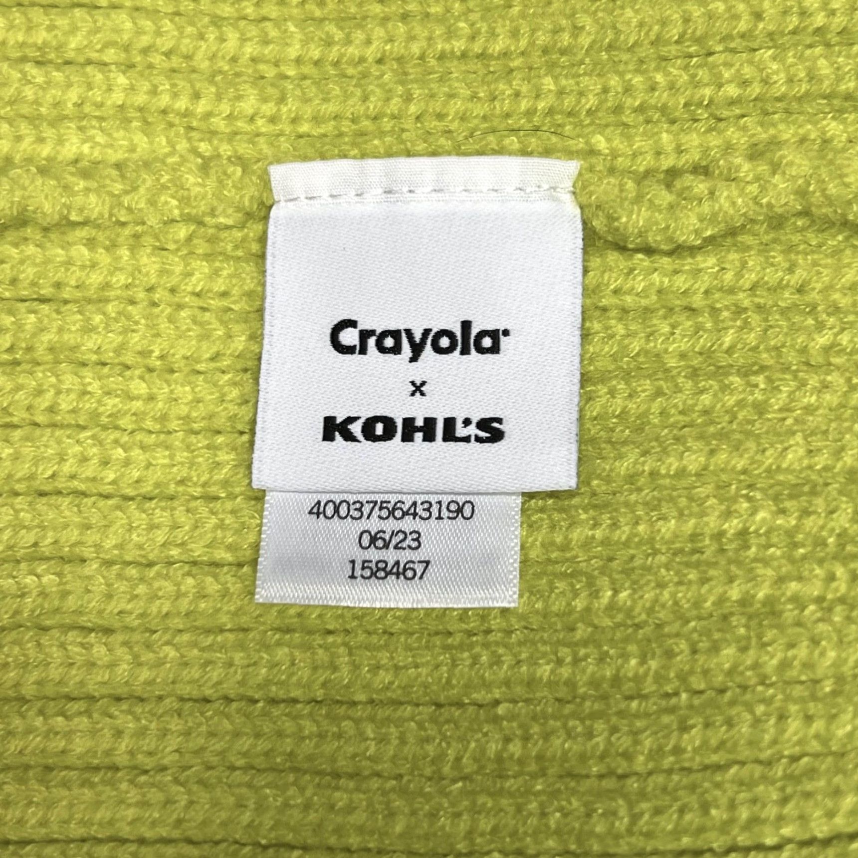 Vintage Crayola Kohls Women's Beanie Knit Hat One Size Lime Green White Sulphur Logo Knit Fall Winter Size ONE SIZE - 7 Thumbnail