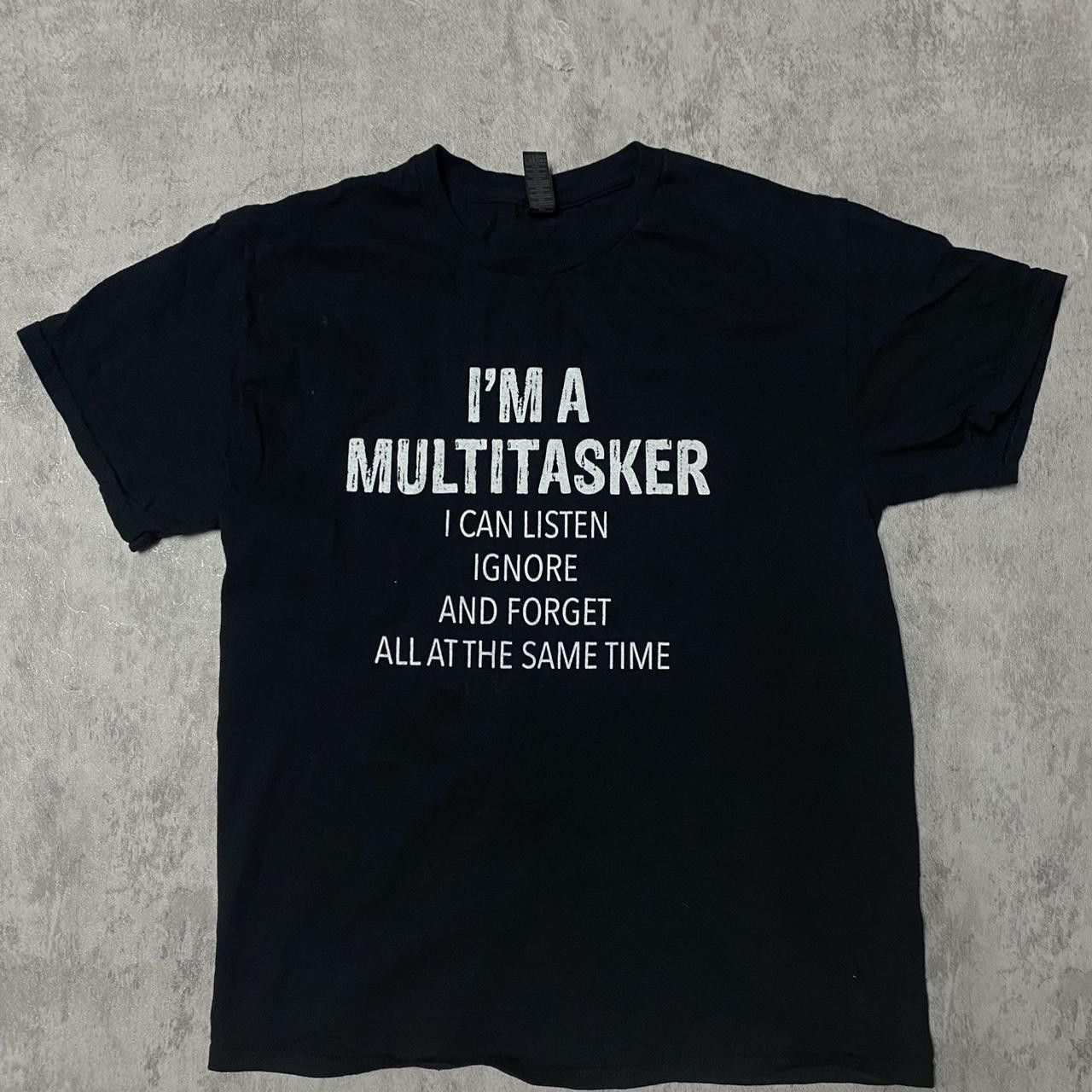Other Black cotton casual tee with "I'm a multitasker" Size US M / EU 48-50 / 2 - 1 Thumbnail