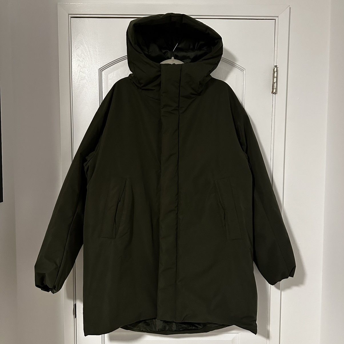 Muji Muji Padding Insulated Hooded Half Coat Jacket, Dark Green Size US L / EU 52-54 / 3 - 1 Thumbnail