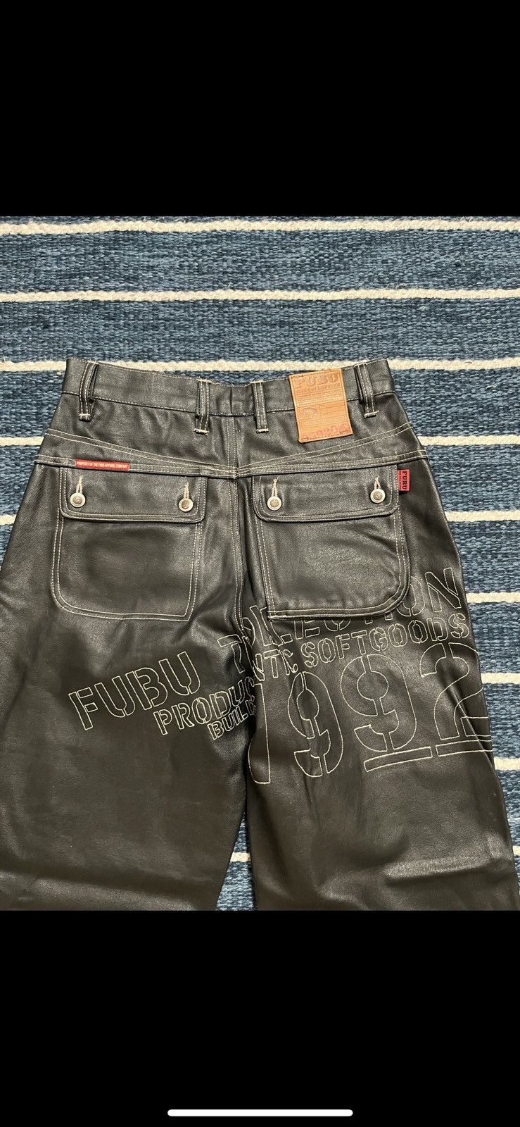 Japanese Brand Waxed Denim FUBU Jeans 32x34 Black Size US 34 / EU 50 - 4 Thumbnail
