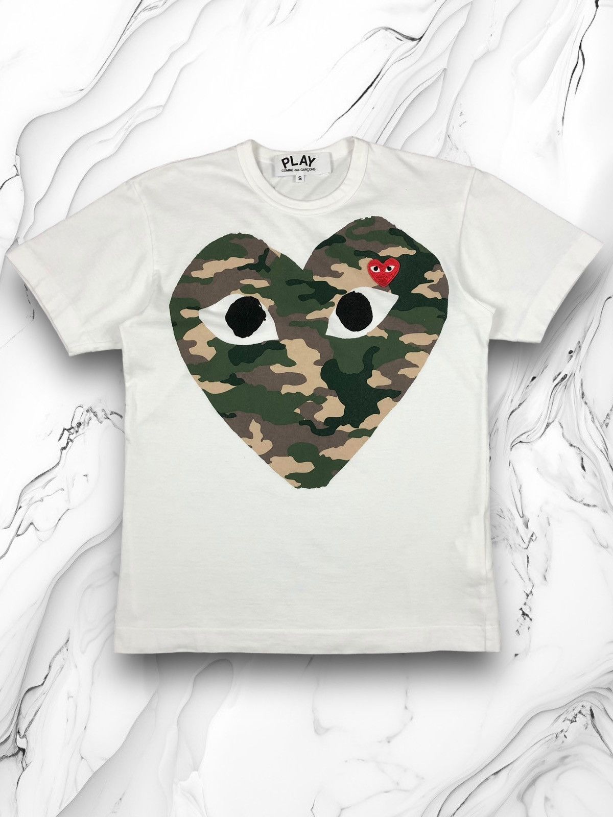 CDG CDG CDG Comme des Garcons Luxury CDG Comme Des Garsons Play Camouflage Heart Tee Grailed