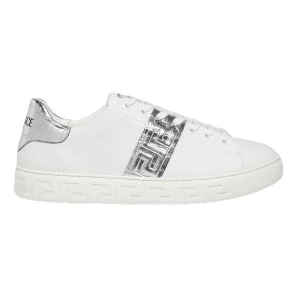 Versace Versace Croc-Print Leather Sneakers White Silver Men's Size Size US 11 / EU 44 - 1 Thumbnail