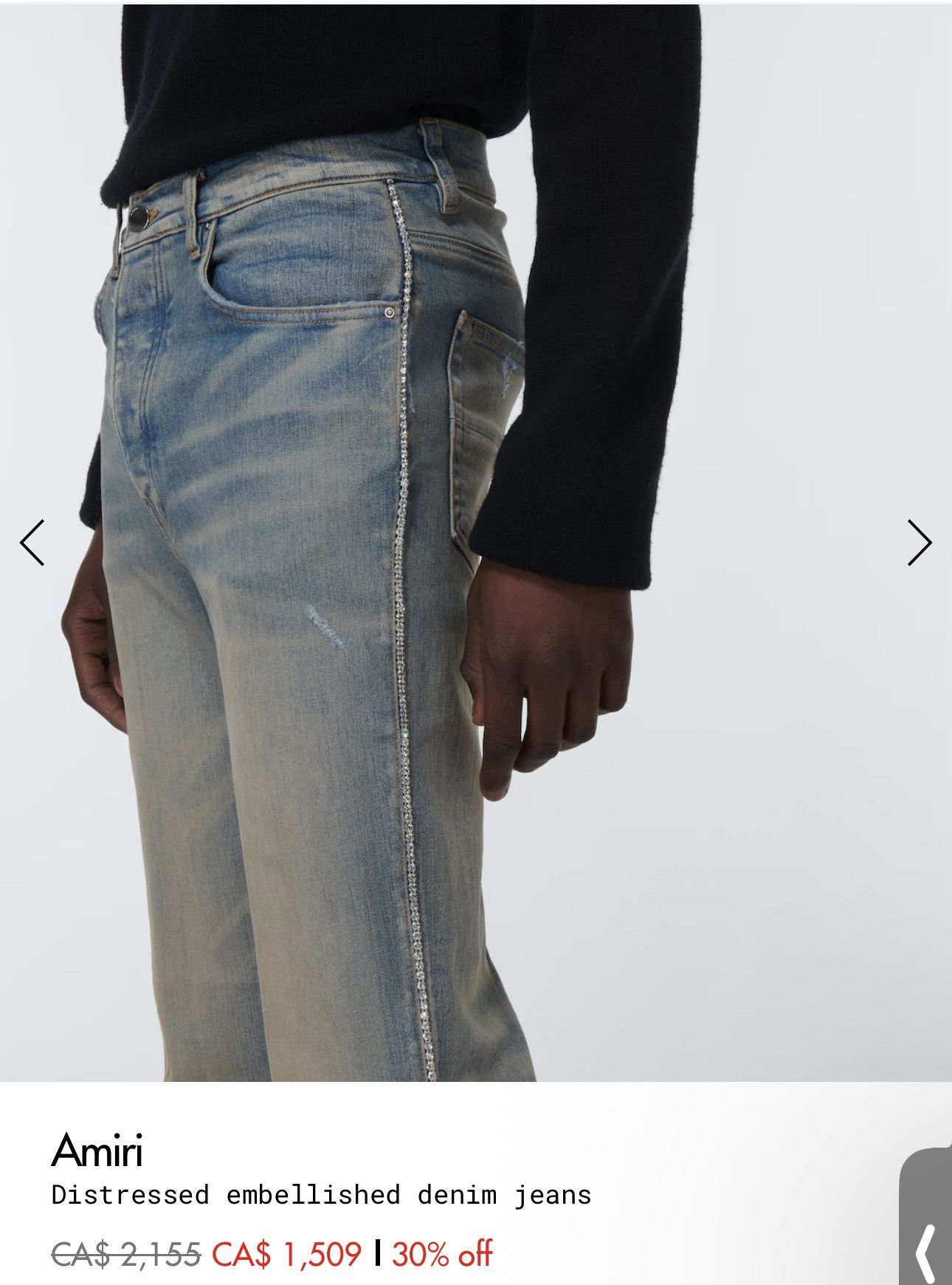 Amiri Amiri Distressed embellished denim jeans Size US 31 - 8 Thumbnail