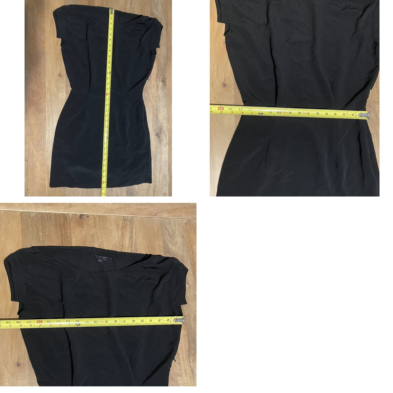 Allsaints AllSaints Woman’s Black Tonya Cap Sleeve Sheath Dress Size 2 Pleated Lined Size XS / US 0-2 / IT 36-38 - 8 Thumbnail