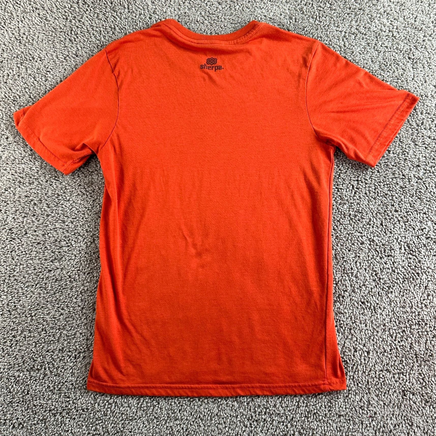 Vintage Sherpa Shirt Mens Small Orange Kathmandu Nepal Short Sleeve Graphic Print Logo Crew Neck T-Shirt Size US S / EU 44-46 / 1 - 6 Thumbnail