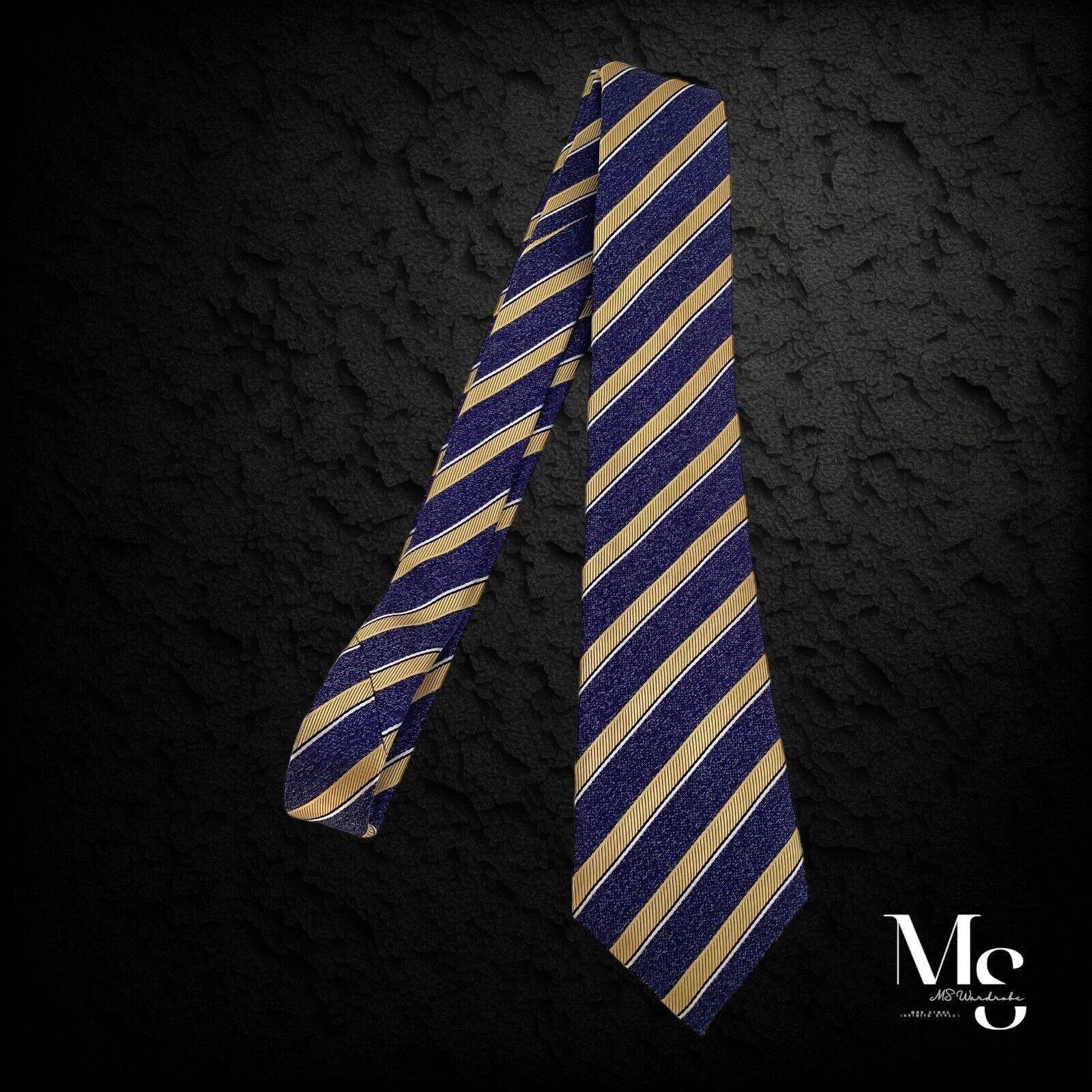 Canali CANALI 1934 Current Blue Yellow Striped Luxury Silk Tie Ital Size ONE SIZE - 6 Thumbnail