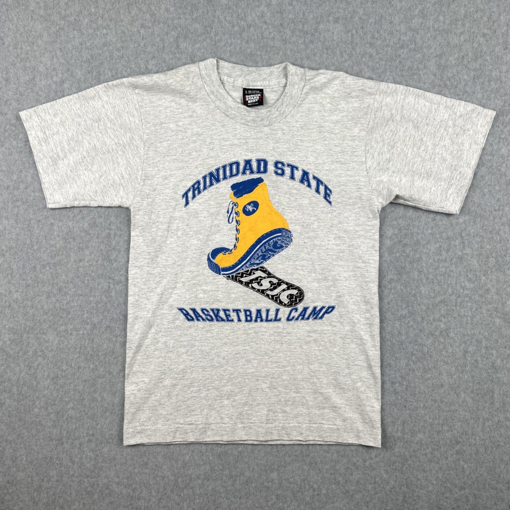 Vintage VINTAGE Screen Stars Best Shirt Gray S Trinidad State Basketball Camp Stars Stitch Graphic Print Crew Neck Short Sleeve Mens Size US S / EU 44-46 / 1 - 2 Thumbnail