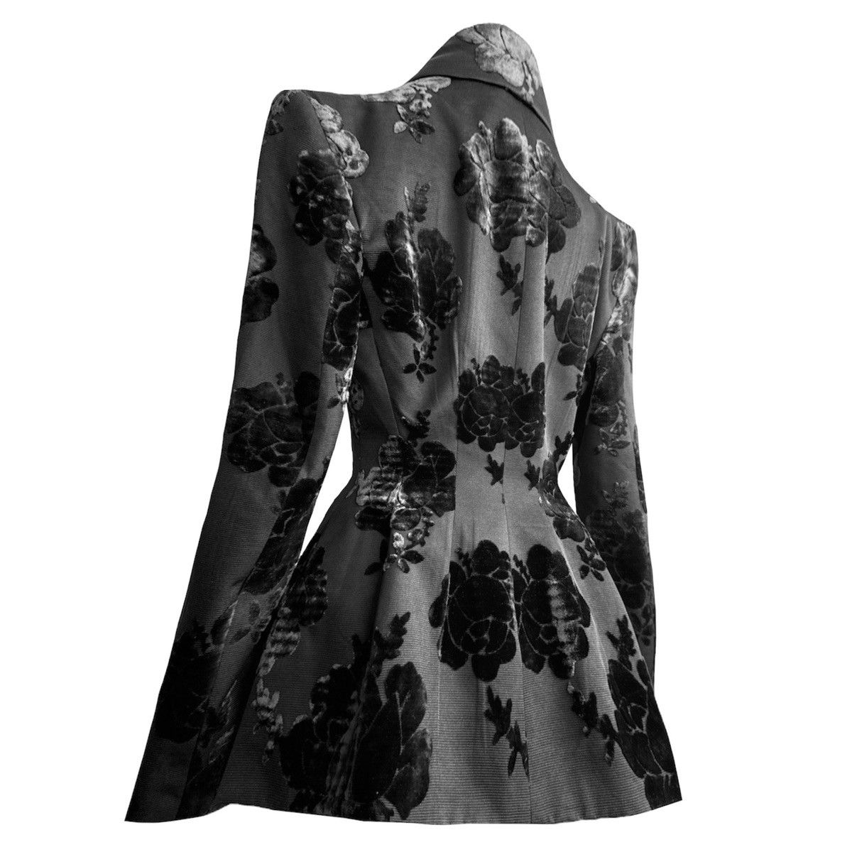 Prada Prada F/W 2009 Runway Black Silk Velvet Floral Jacket Size S / US 4 / IT 40 - 6 Thumbnail