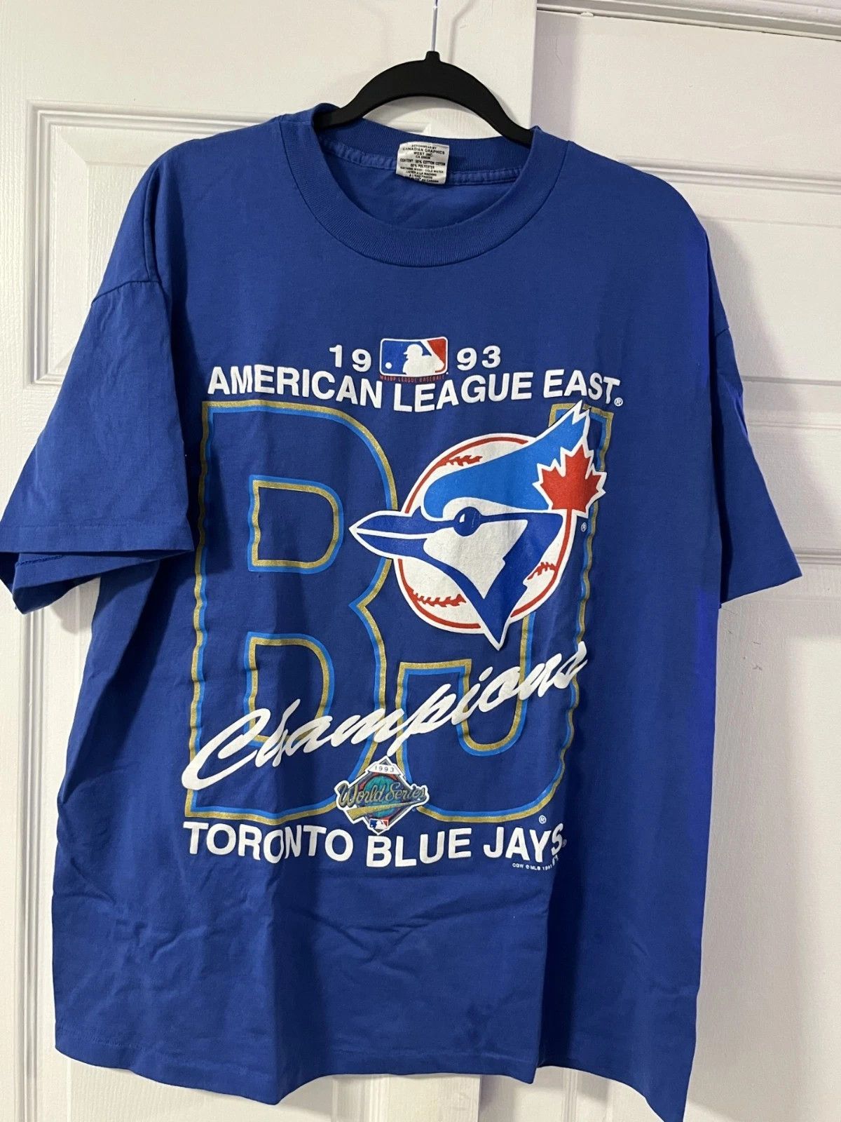 MLB Vintage RARE 1993 Toronto Blue Jays 'BJ Champions' Size US XL / EU 56 / 4 - 1 Thumbnail