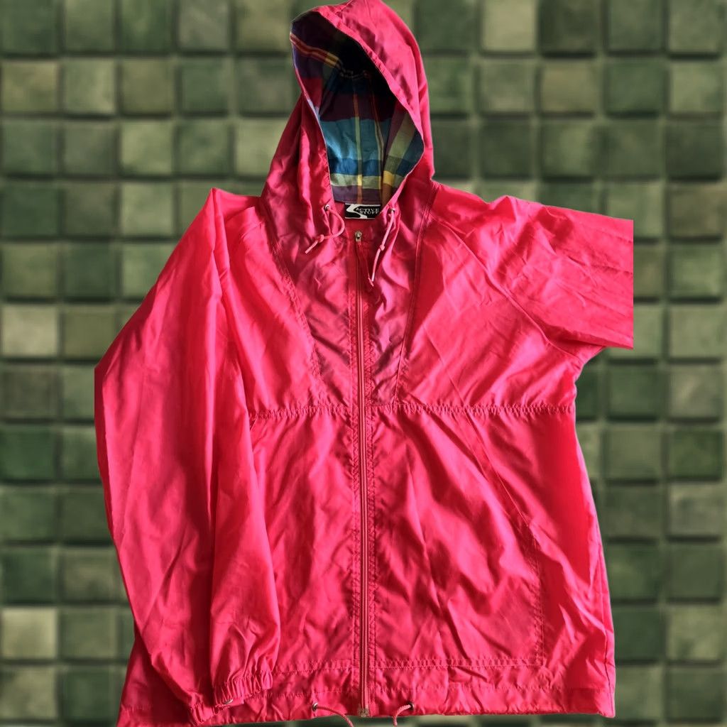 Pinko VINTAGE 80s 90s Pink Windbreaker Active Wear S/M Womens Small Medium Plaid Lining Nylon Cotton Outdoors Running Hiking Nature Girl Size S / US 4 / IT 40 - 1 Thumbnail