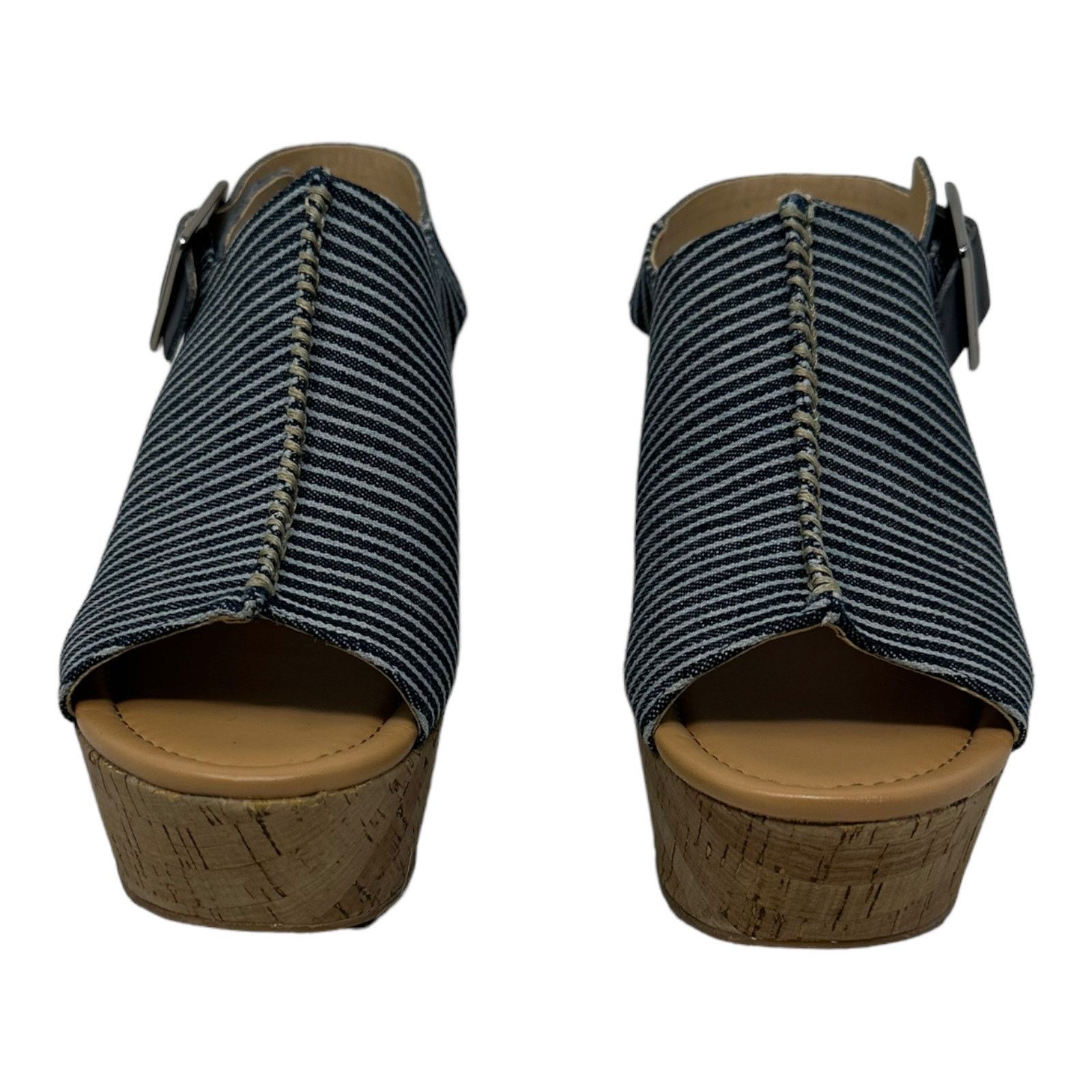 Marc Fisher Marc Fisher Sinthya Blue Denim Wedge Slingback Sandals 7.5 Size US 7.5 / IT 37.5 - 7 Thumbnail