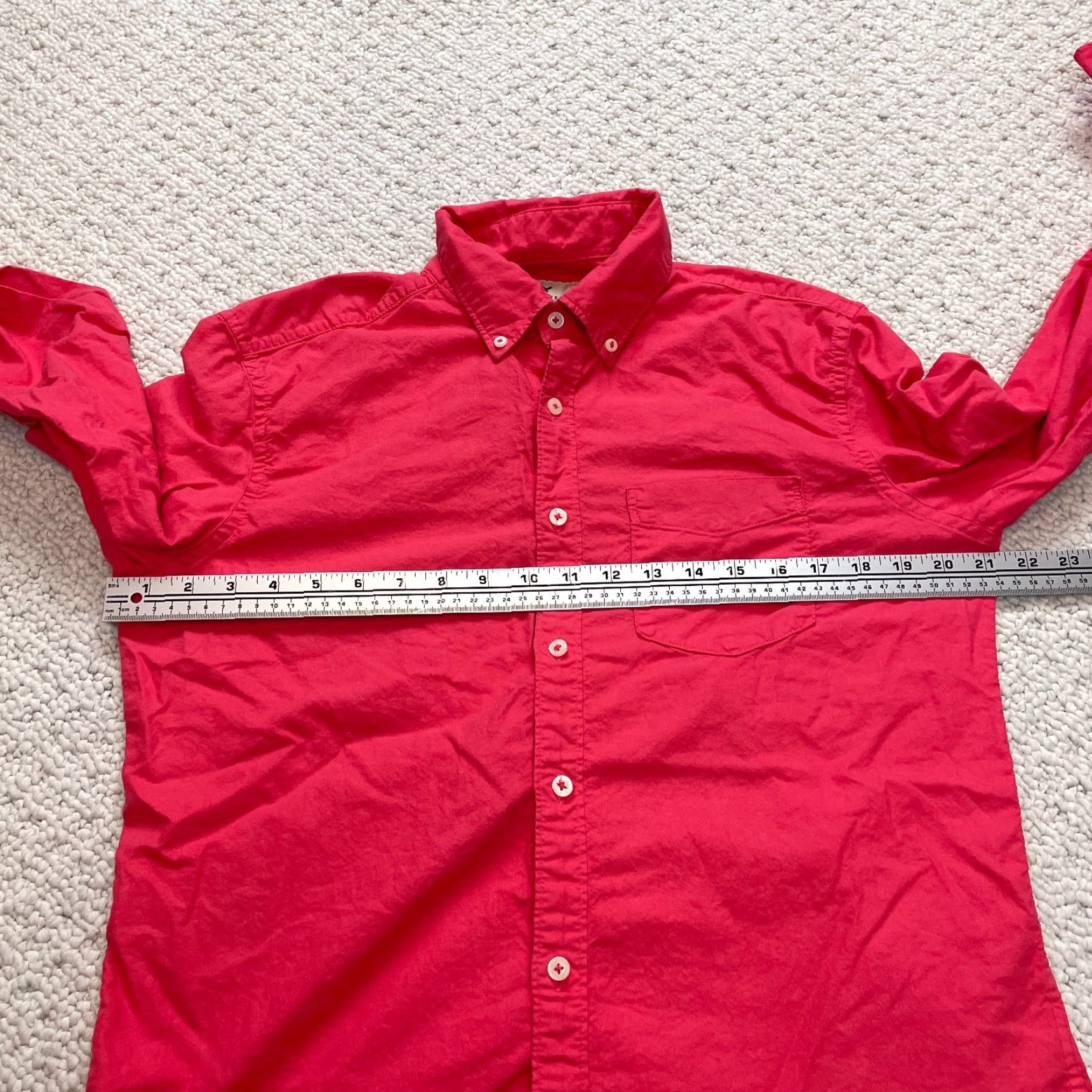 American Eagle Outfitters American Eagle Shirt Adult Medium Pink Solid Cotton Linen Knit Button-Up Collared Spread All Seasons Mens Size US M / EU 48-50 / 2 - 7 Thumbnail