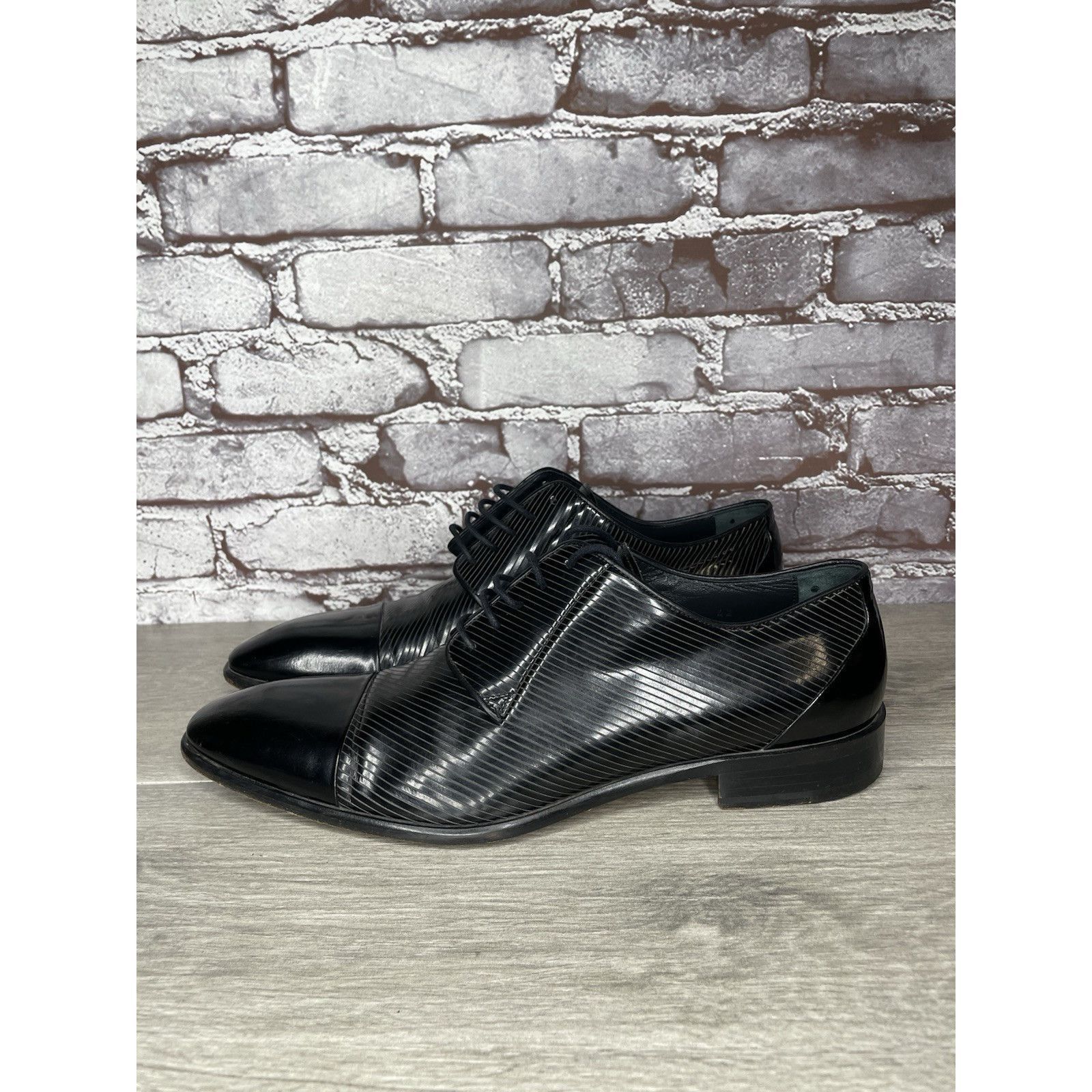 Other F. Crunell Vero Cuoio Black Leather Cap Toe Designer Dress S Size US 9 / EU 42 - 20 Thumbnail