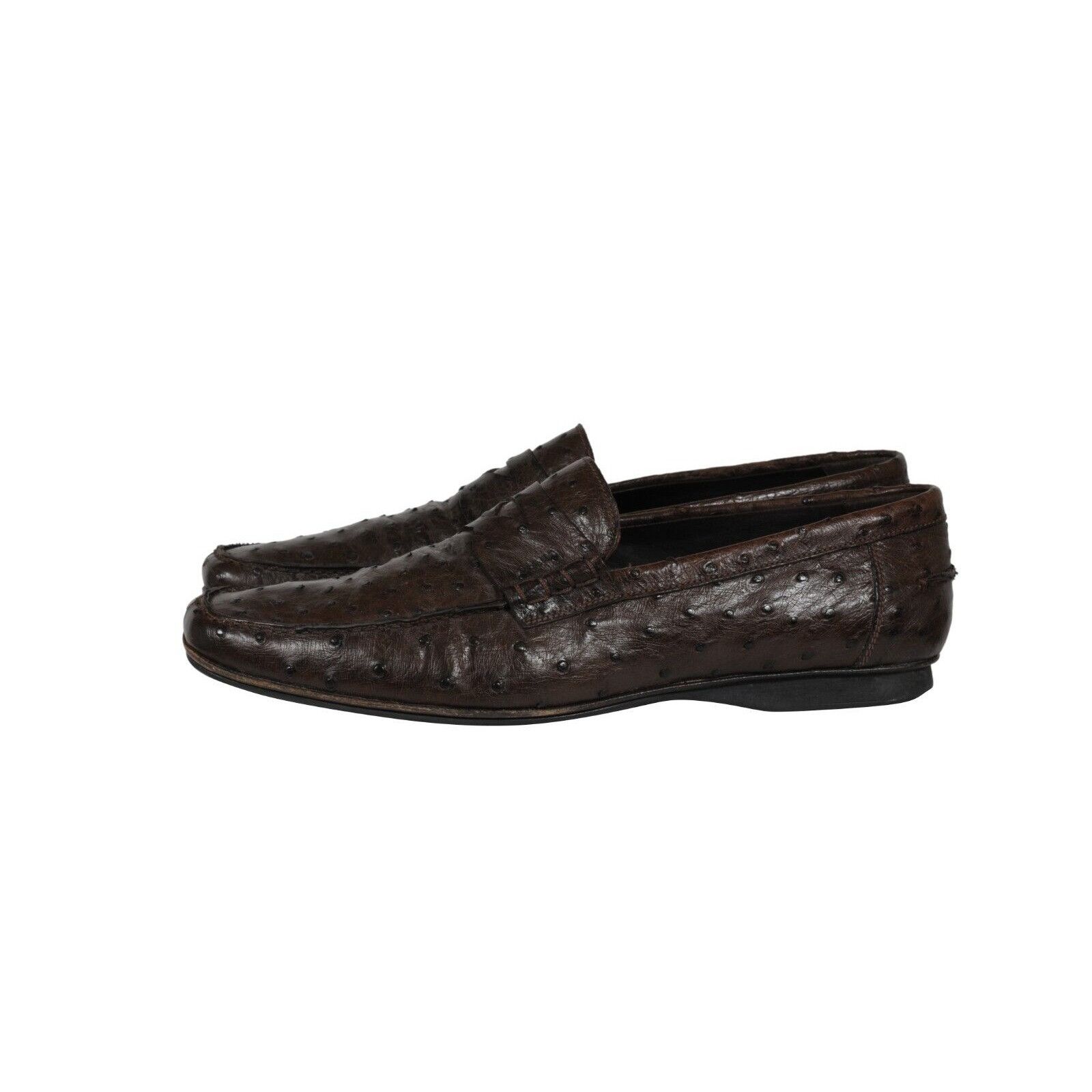 Penny Loafers Brown Ostrtich Leather - 02162