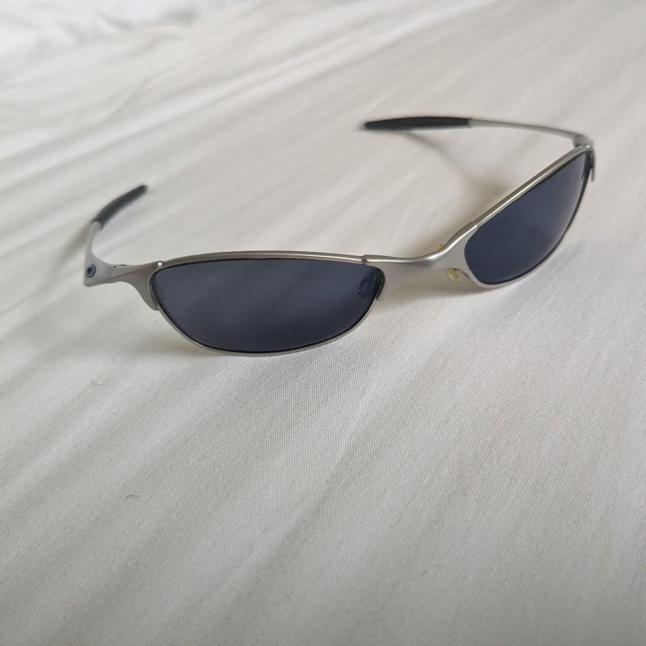 image of Oakley Wiretap Sunglasses Silver Ice Iridium, Men's