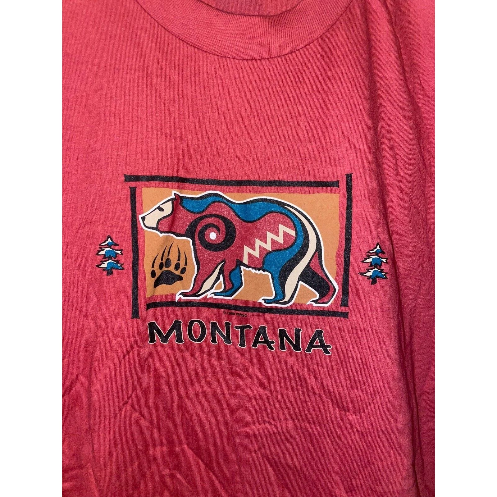 Anvil Vintage Montana Bear Shirt Native American Tee VTG 90s Large Size US L / EU 52-54 / 3 - 2 Thumbnail
