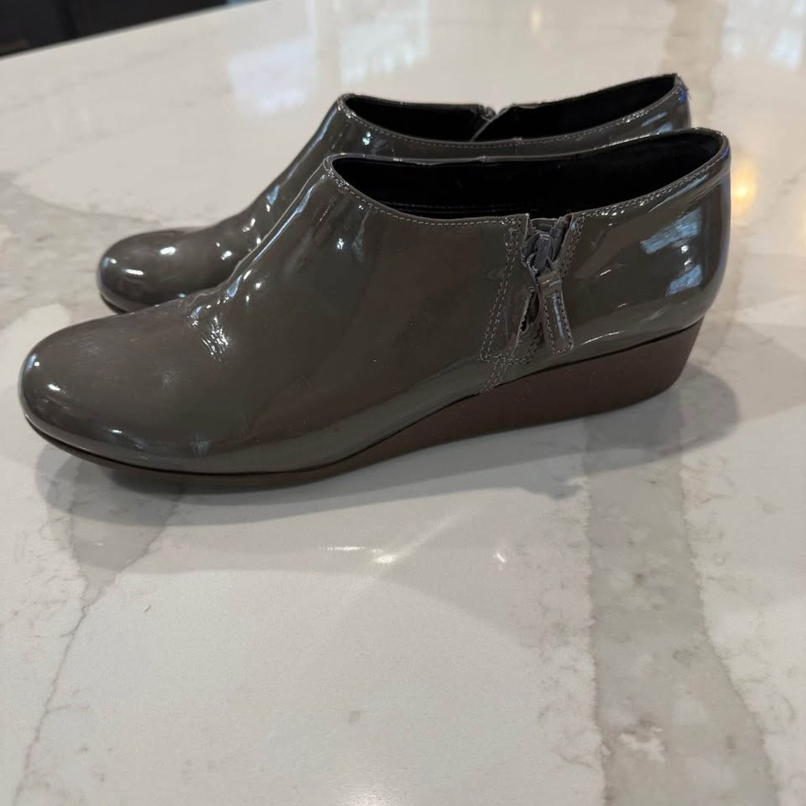 Cole Haan Cole Haan Womens 9 Patent Leather Waterproof Wedge Booties Size US 9 / IT 39 - 1 Thumbnail