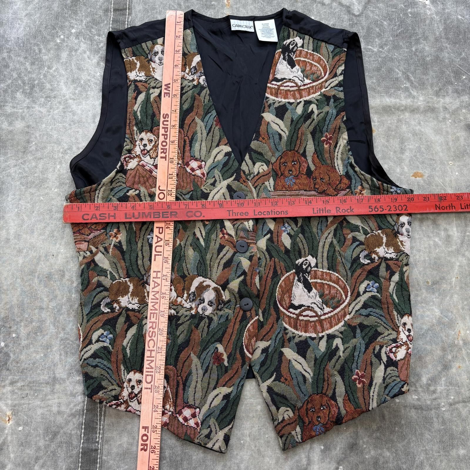 Cabin Creek Vintage 90s Y2K Cute Dogs Tapestry Unique Cottage Indie Vest Size XL / US 12-14 / IT 48-50 - 4 Thumbnail