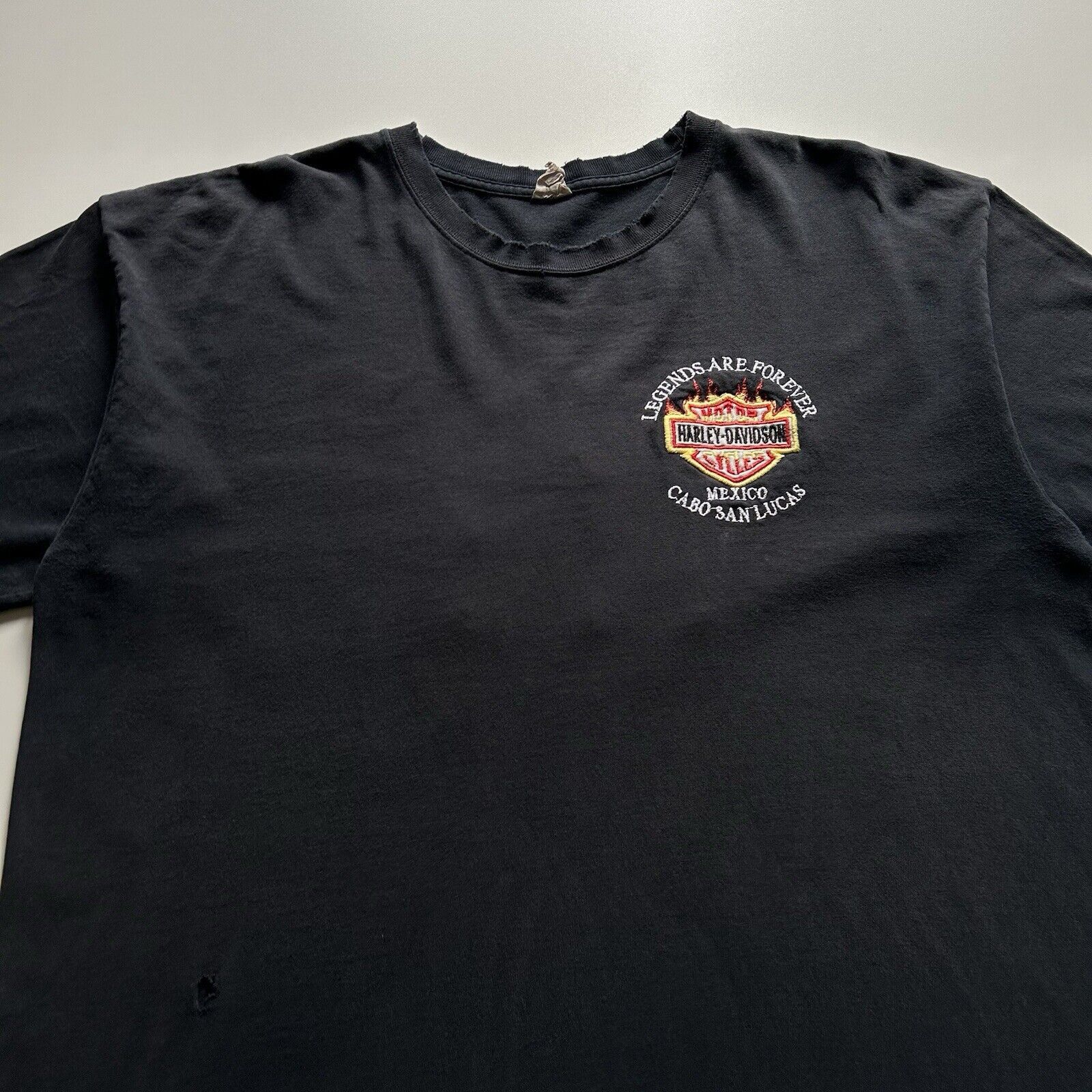 Harley Davidson Vintage 90s Harley Davidson Flame T Shirt XL Sun Faded Black Size US XL / EU 56 / 4 - 5 Thumbnail