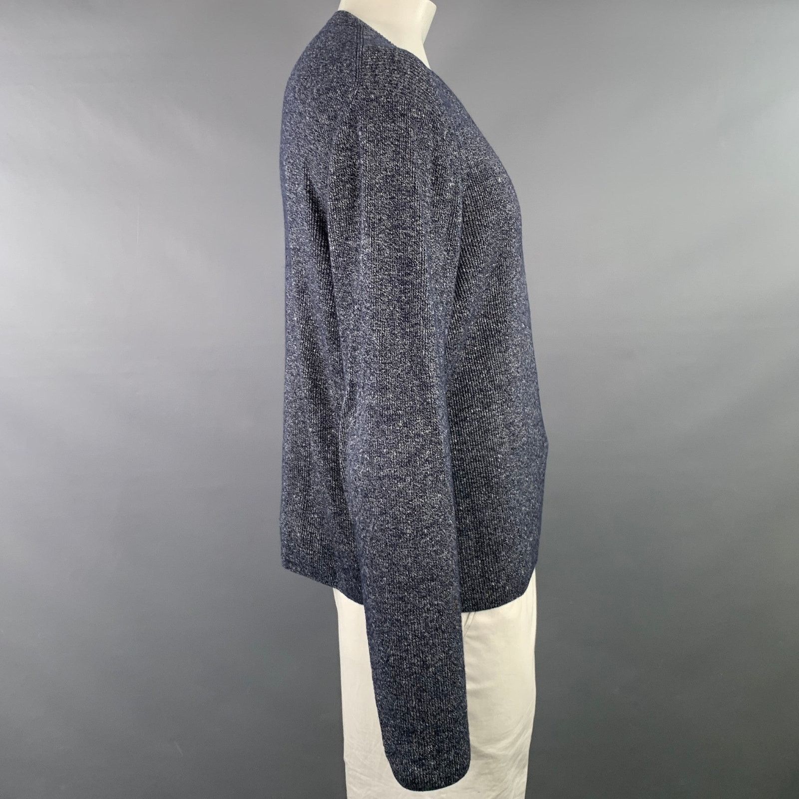 Polo Ralph Lauren L Navy White Heather Linen Wool Cotton Crew Neck Sweater Size US L / EU 52-54 / 3 - 2 Thumbnail