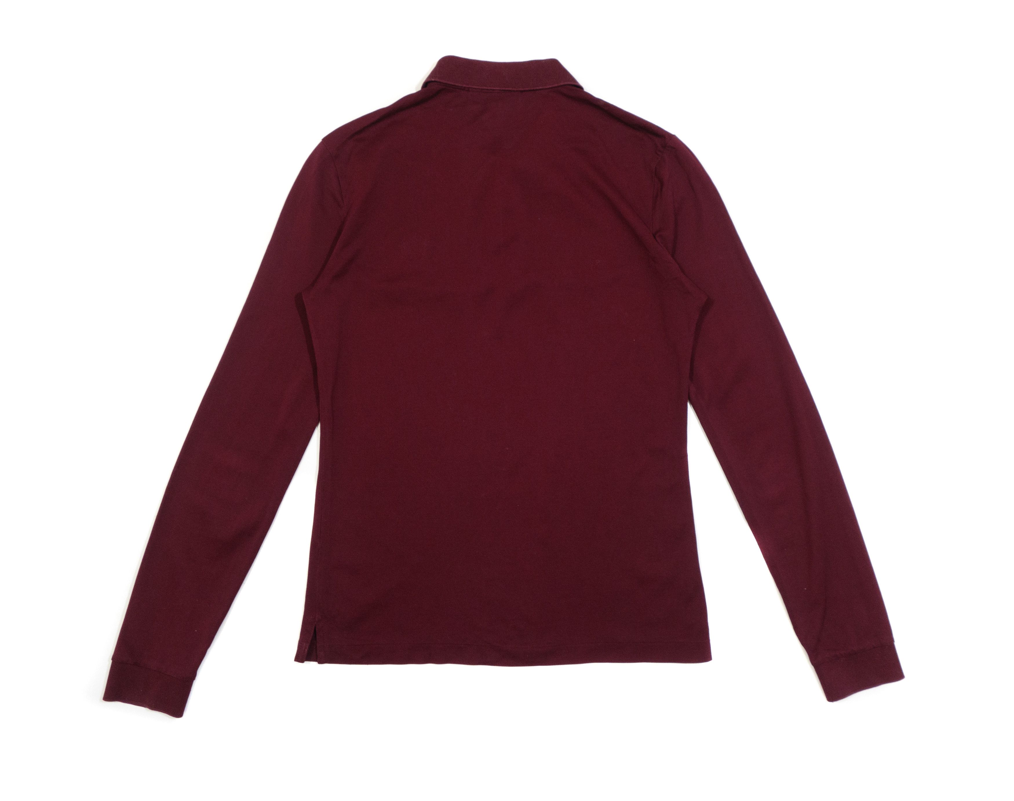 Burberry Brit Burgundy Long Sleeve Gold Patch Logo Pique Polo Shirt Size US S / EU 44-46 / 1 - 2 Thumbnail