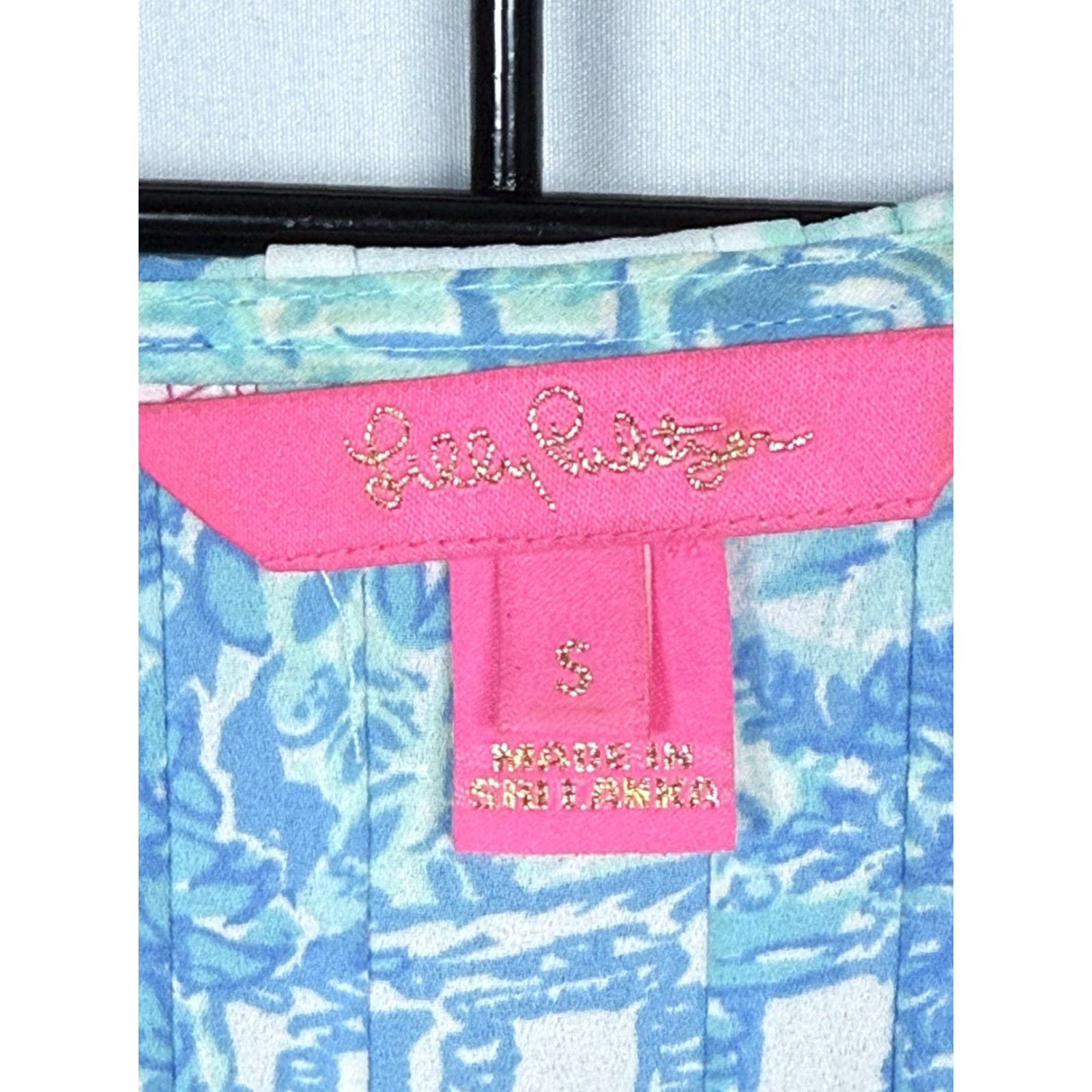 VINTAGE Style Lilly Pulitzer Marlina Tunic Top in Toile Me About It Womens S Blue Coastal Boho