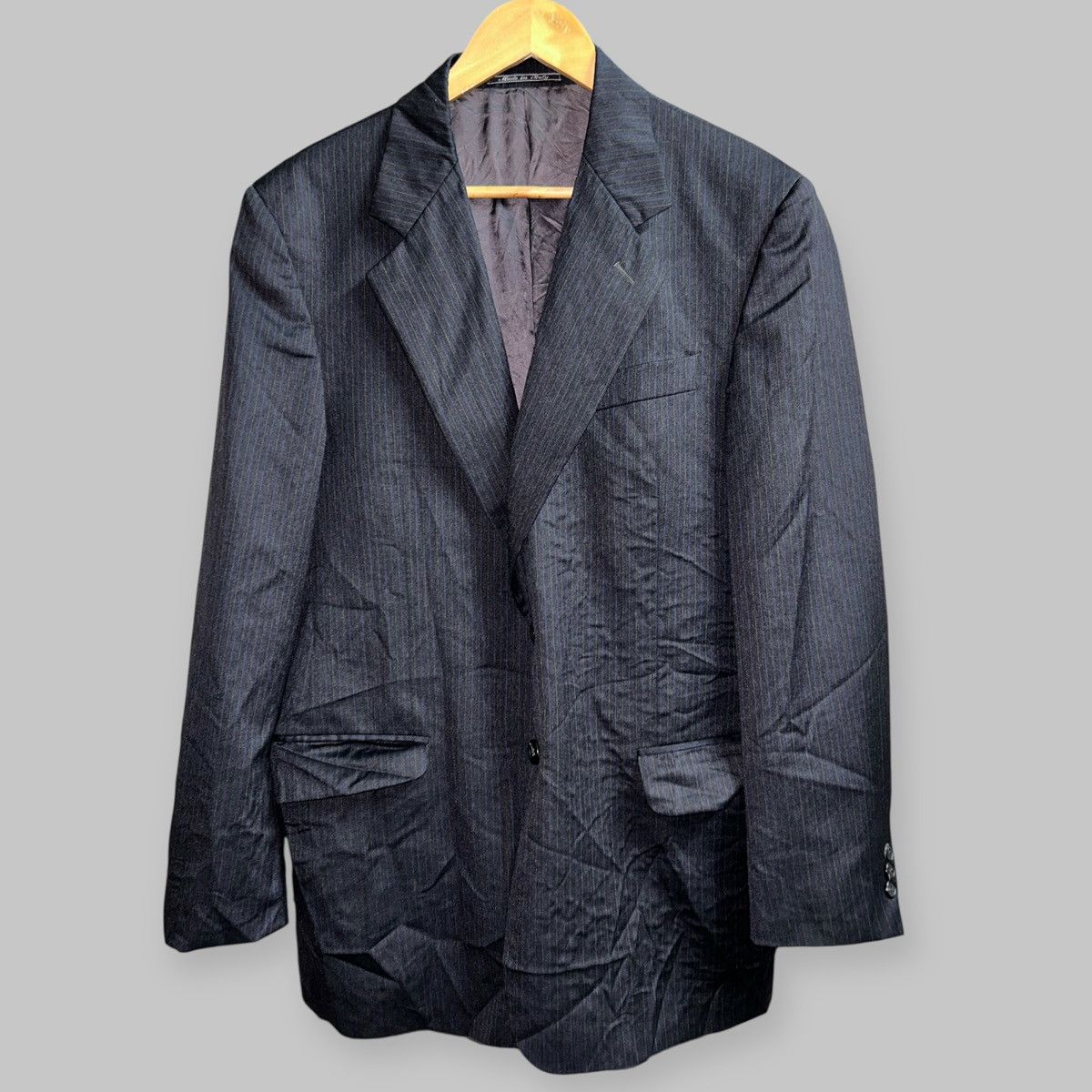 Fendi 90s Uomo Striped Wool Linen Blazer Size 52R - 2 Thumbnail