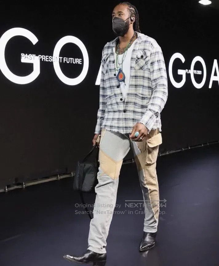 Greg Lauren Greg Lauren Loose denim plaid patchwork shirt Size US S / EU 44-46 / 1 - 8 Thumbnail