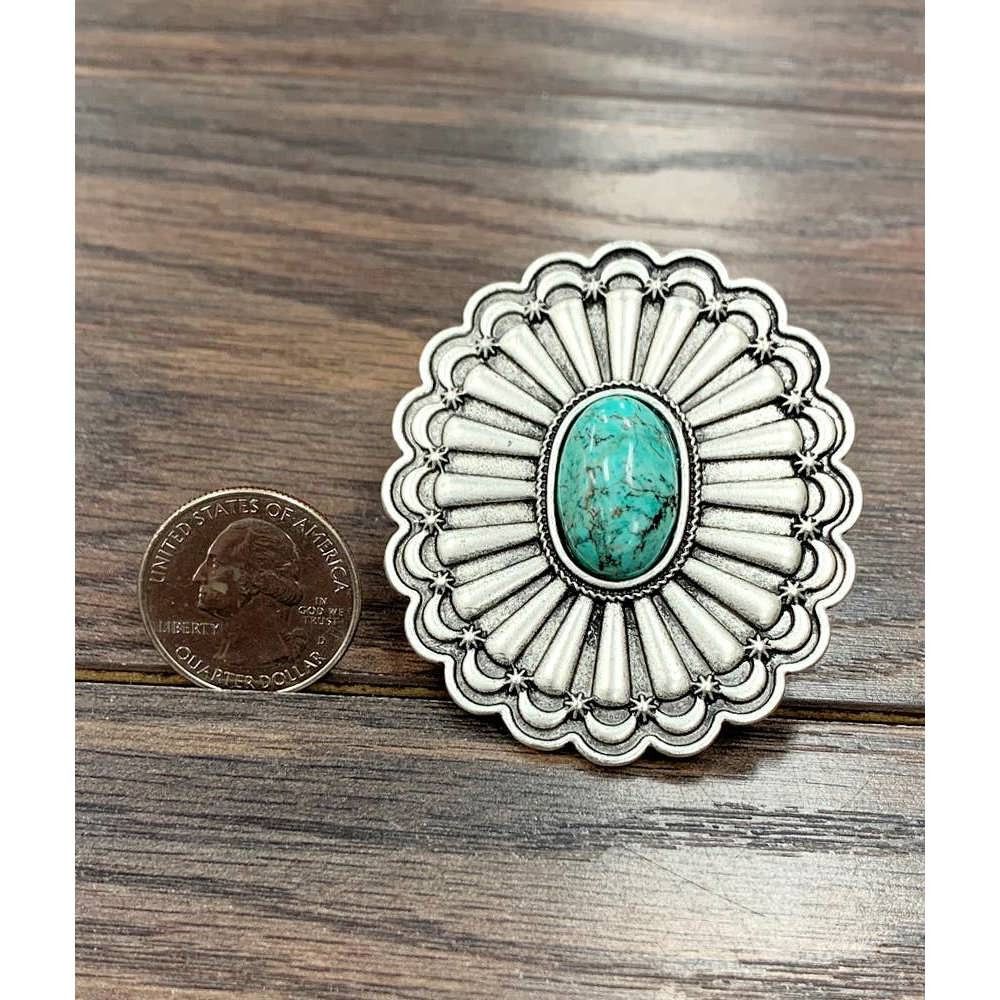 Other Concho Turquoise Adjustable Statement Cuff Ring for Stylish Size ONE SIZE - 3 Thumbnail