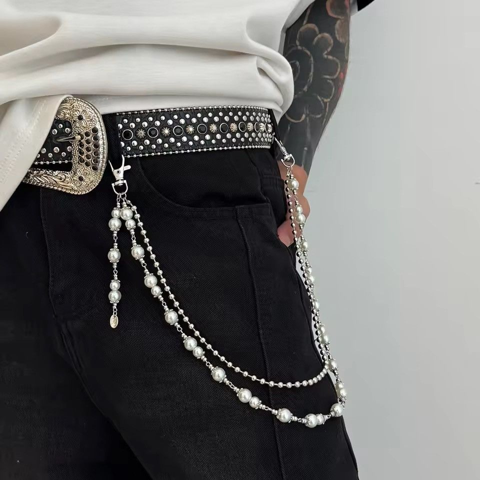 Jewelry Pearl Chain Belt | Silver Hip Chain | Fashion Accessory Size ONE SIZE - 1 Thumbnail