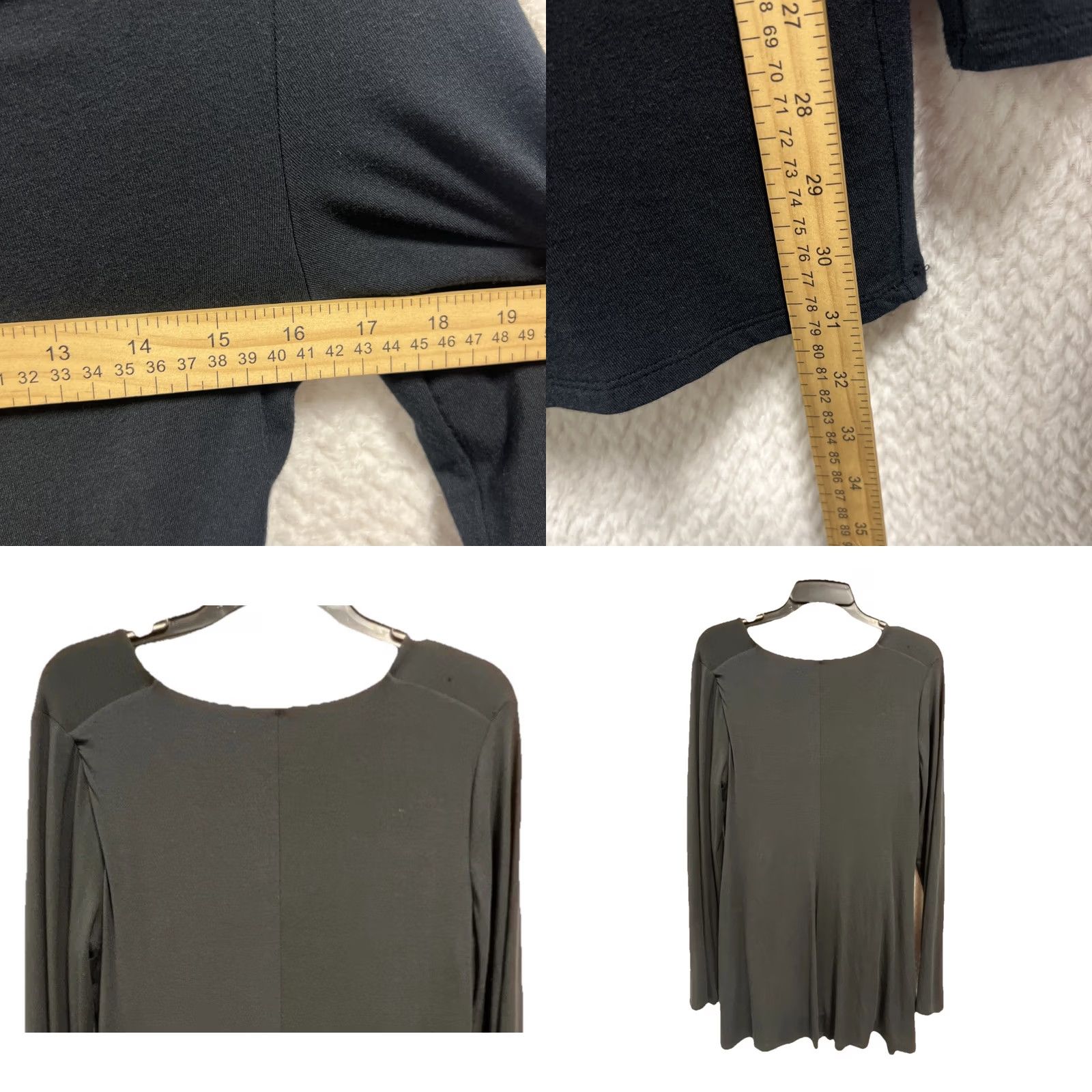 Vintage Lyssé Tunic Top Black M Draped Cowl Neck Knit Long Sleeve Pullover Blouse Size M / US 6-8 / IT 42-44 - 8 Thumbnail