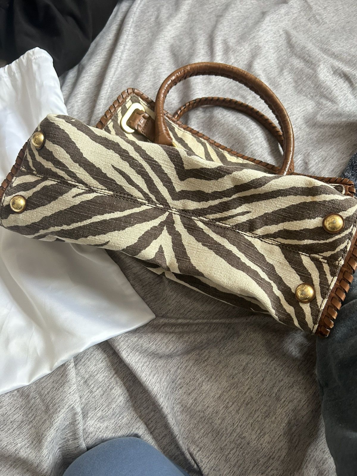 Michael Kors Michael Kors Hamilton-Zebra Canvas & Whipstitch Croc Leather Size ONE SIZE - 10 Thumbnail