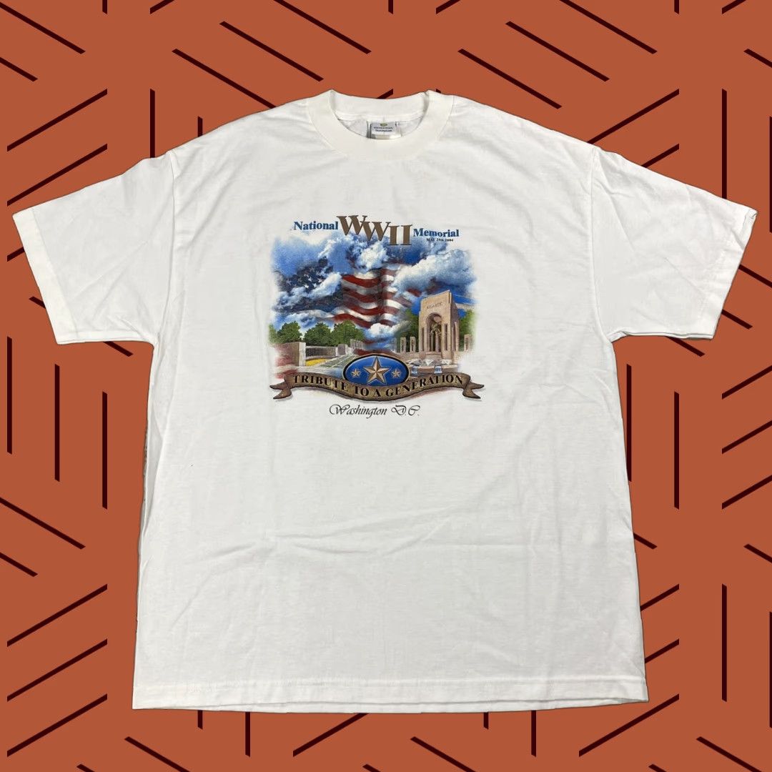 Vintage VINTAGE M & M WWII MEMORIAL GRAPHIC T-SHIRT 2004 WHITE XL Mens Size US XL / EU 56 / 4 - 1 Thumbnail