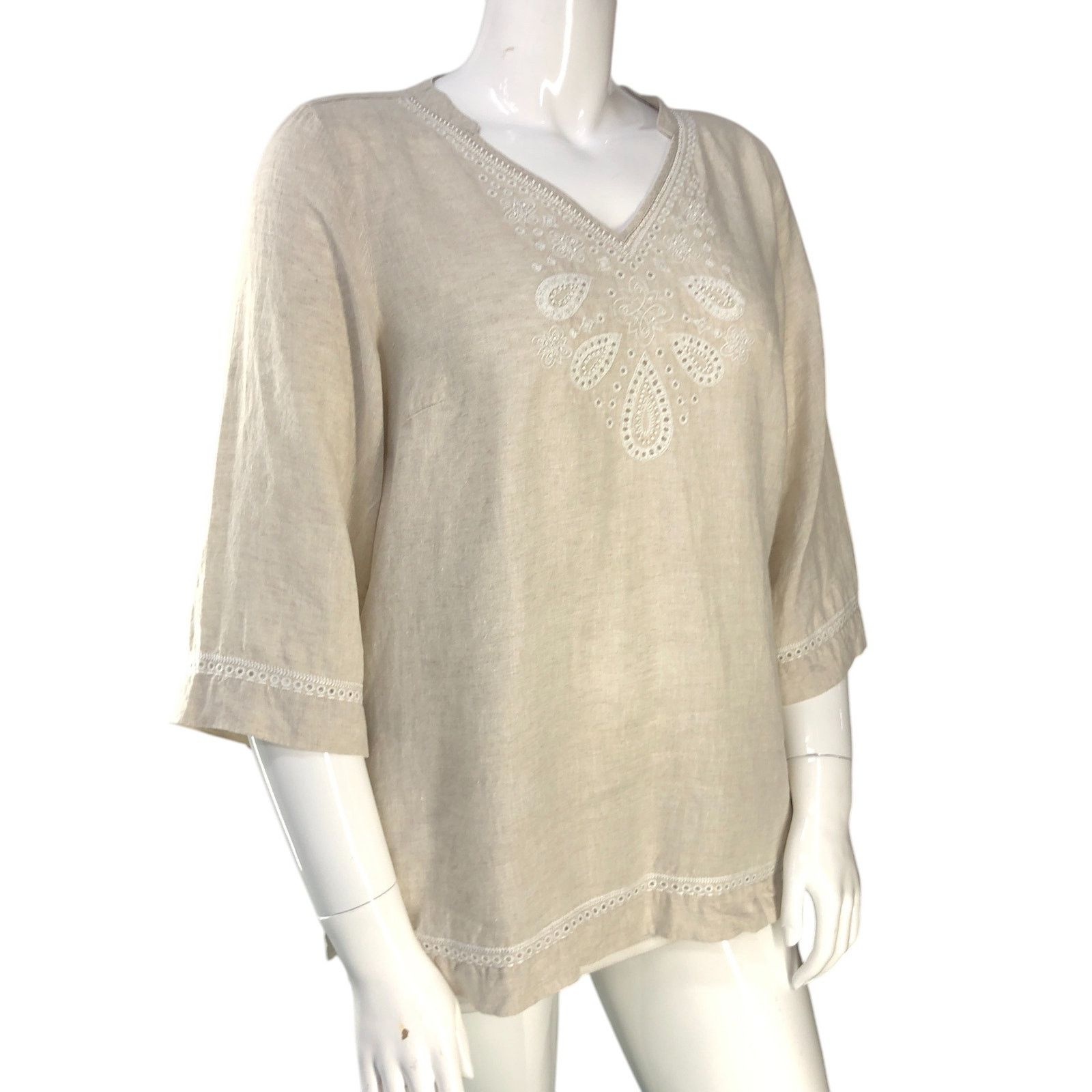 Tommy Bahama Tommy Bahama Size L Tunic Embroidered Beaded Linen TINY FLAW Size L / US 10 / IT 46 - 12 Thumbnail