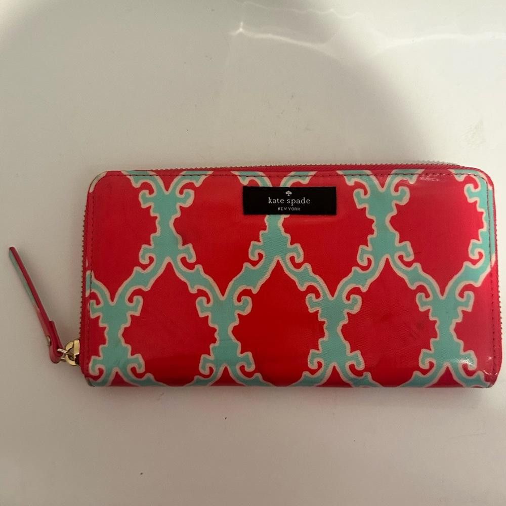 Kate Spade Kate Spade Neda Daycation Wallet Coral Red Turquoise Blue Size ONE SIZE - 3 Thumbnail