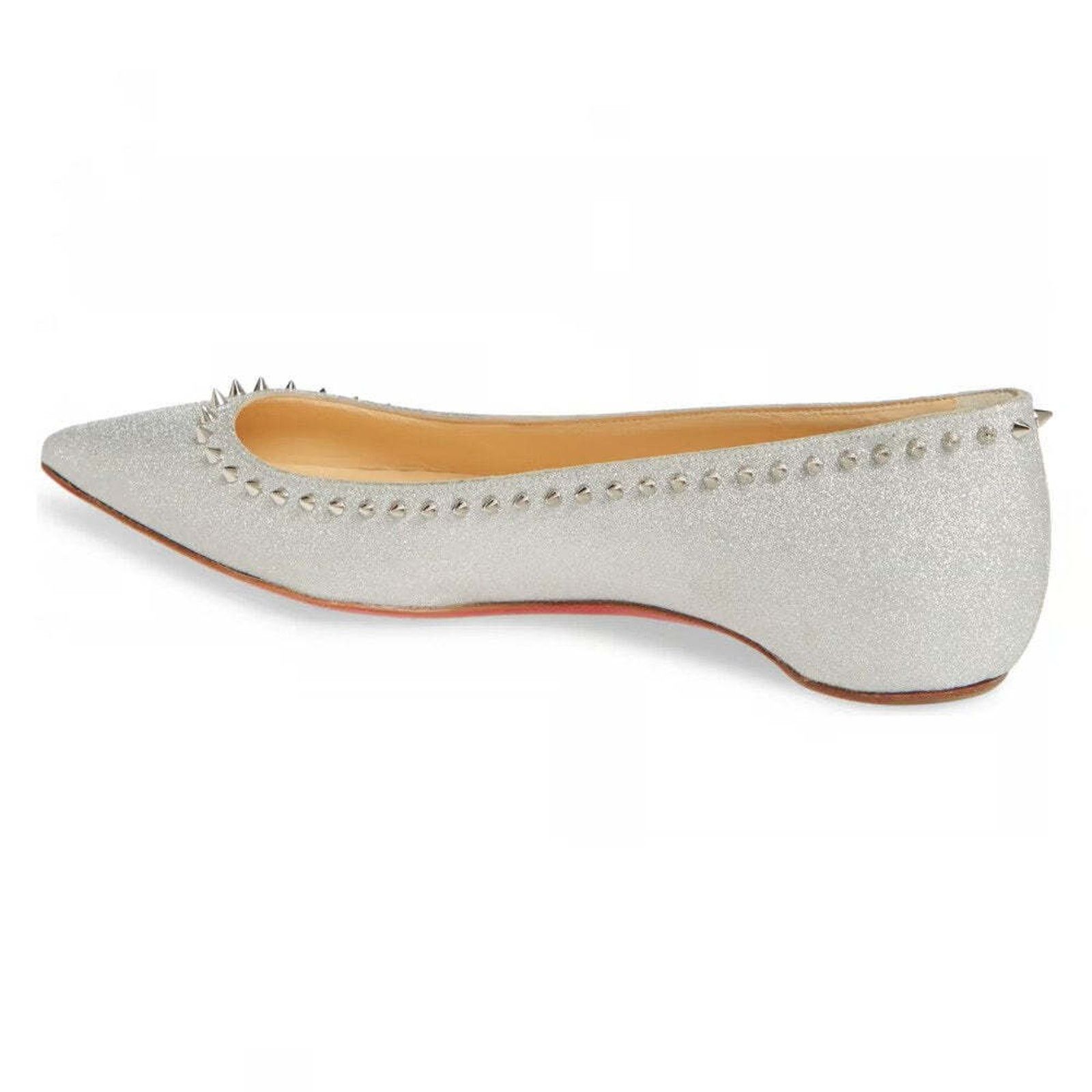 Christian Louboutin Christian Louboutin Anjalina Flat Silver Glitter Pointed Size US 7.5 / IT 37.5 - 10 Thumbnail