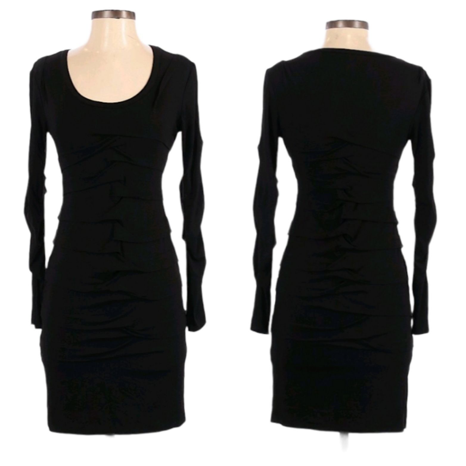 Nicole Miller Vtg Nicole Miller Witchy Long Sleeve Ruched Bodycon Dress Bl Size S / US 4 / IT 40 - 9 Thumbnail