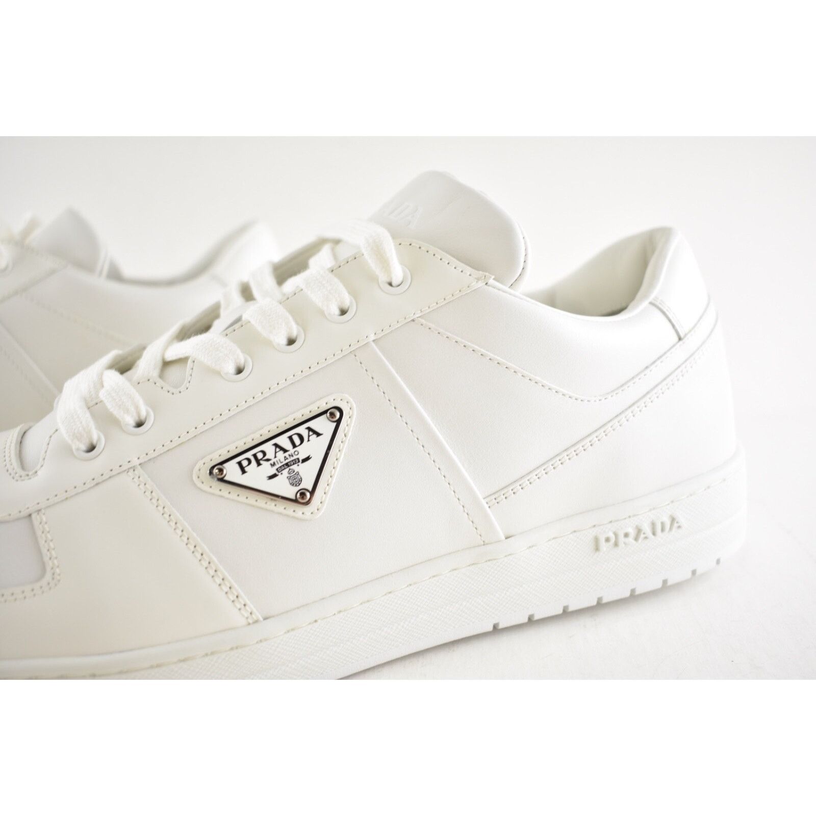 Prada Prada Downtown Lace Up Tie Leather White Triangle Logo Size US 12.5 / EU 45-46 - 14 Thumbnail