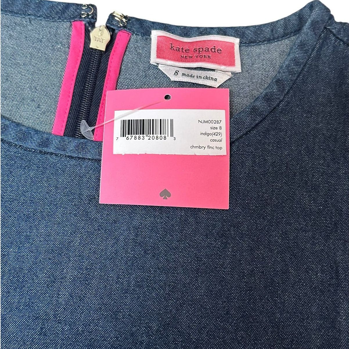 Kate Spade Kate Spade Chambray Flounce Top size 8 Casual Indigo Size M / US 6-8 / IT 42-44 - 5 Thumbnail