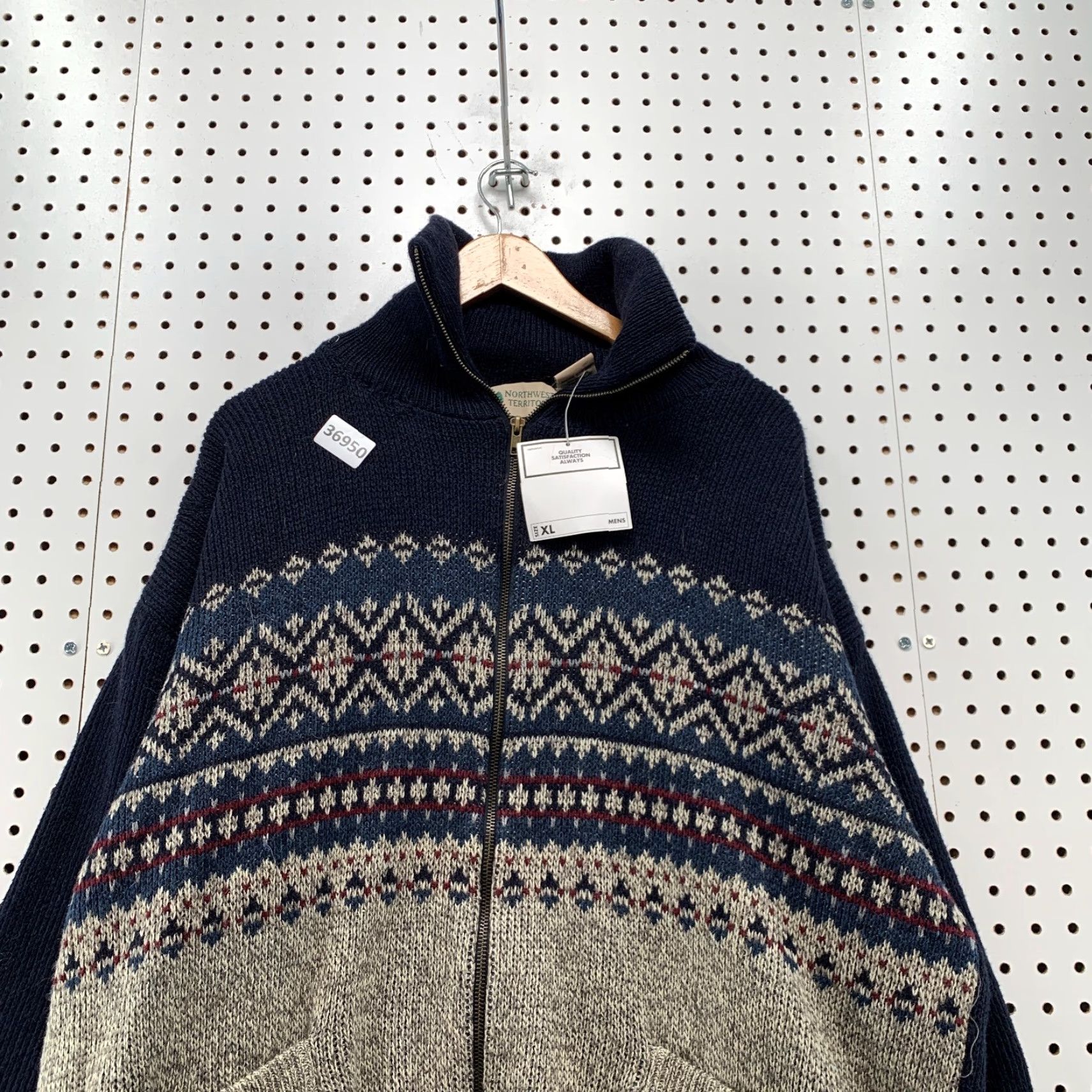 VINTAGE Northwest Territory Wool Sweater Mens XL Full Zip Thermal