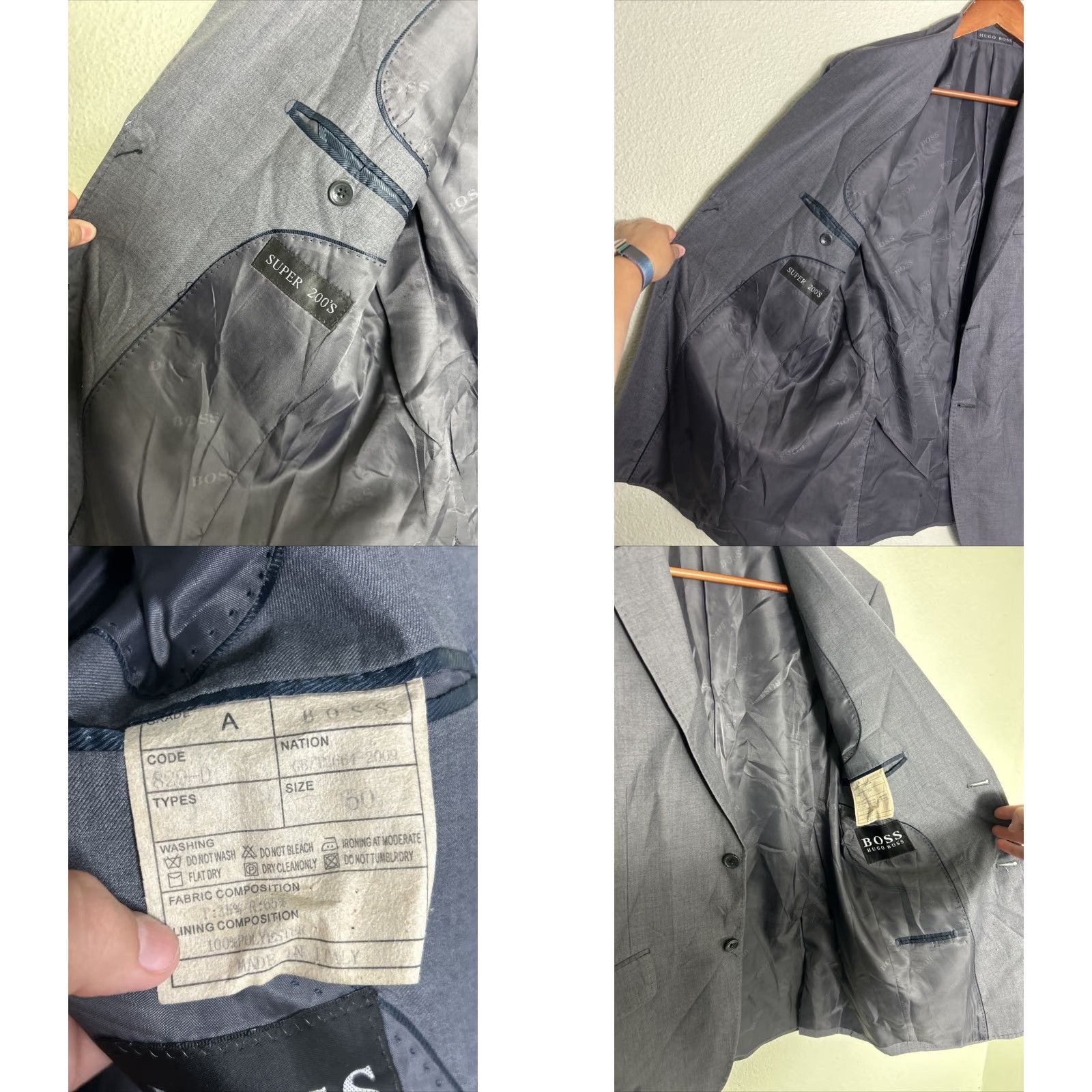 Hugo Boss VINTAGE Hugo Boss Super 200 Mens Sport Coat Gray EU 50 Made In Italy Mens Coat Sport Coat Gray 50 EU Hugo Boss Size US M / EU 48-50 / 2 - 9 Thumbnail