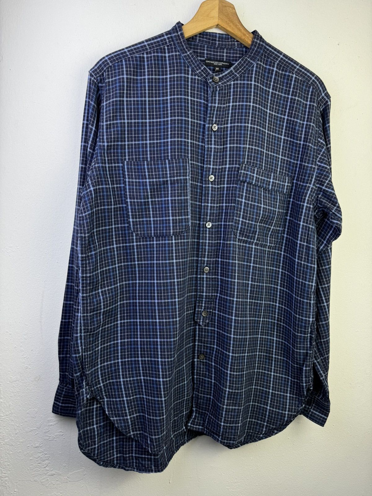 Engineered Garments Engineered Garments banded collar shirt in a dark navy Size US M / EU 48-50 / 2 - 2 Thumbnail